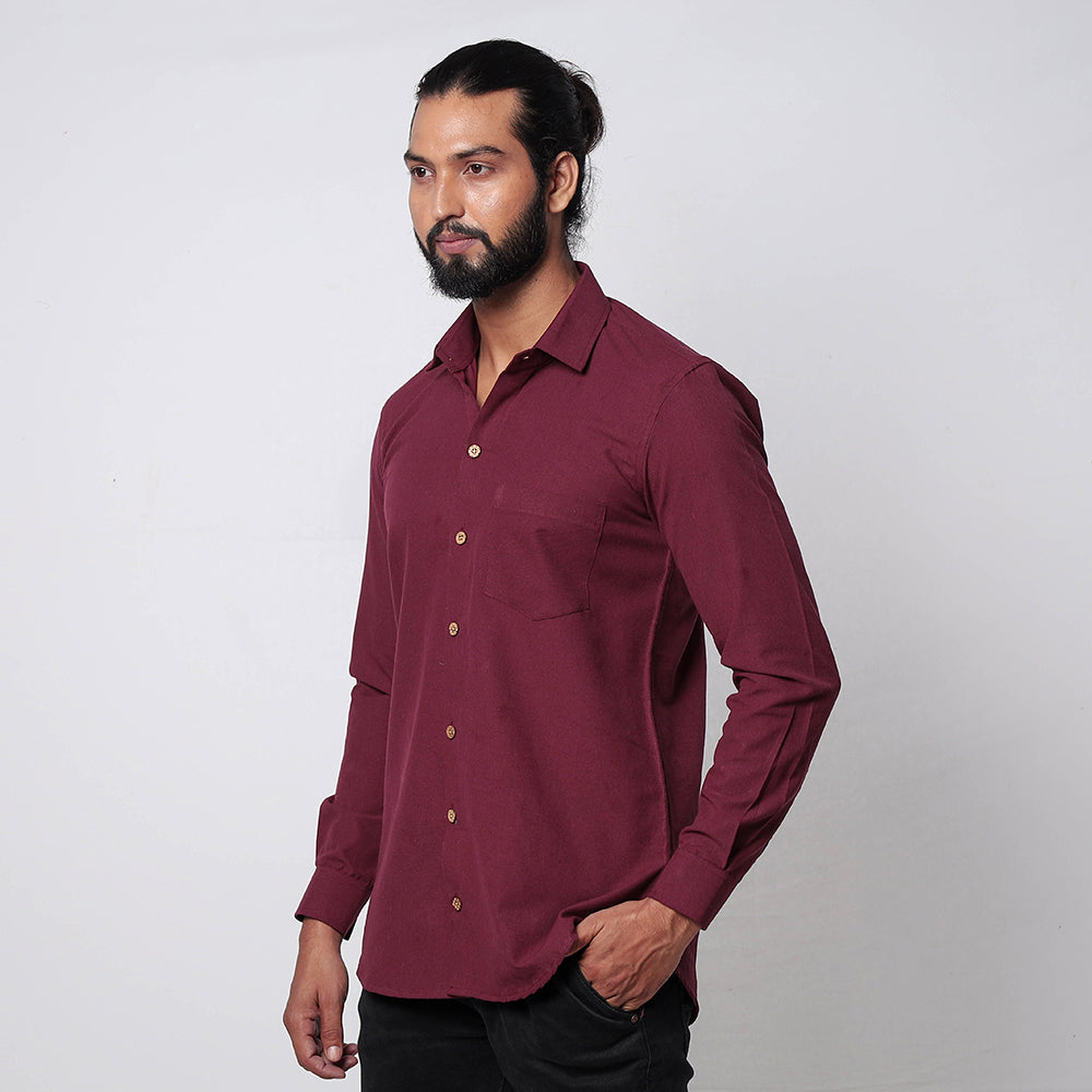 Maroon jhiri handloom cotton men full sleeve shirt