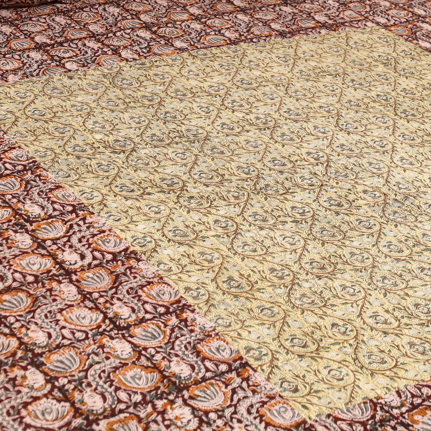 Kalamkari patchwork cotton bedsheet set 33 - handcrafted