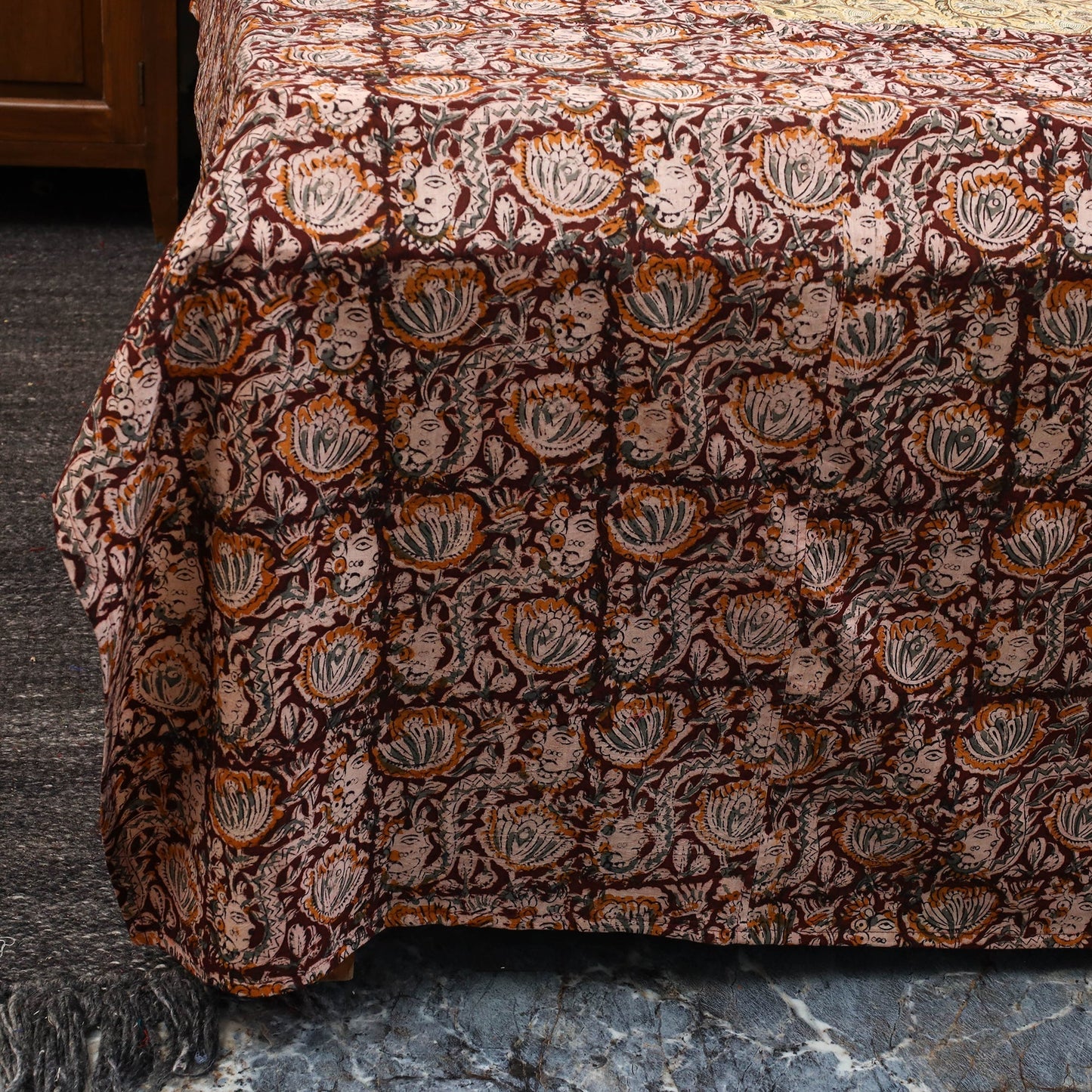 Kalamkari patchwork cotton bedsheet set 33 - handcrafted