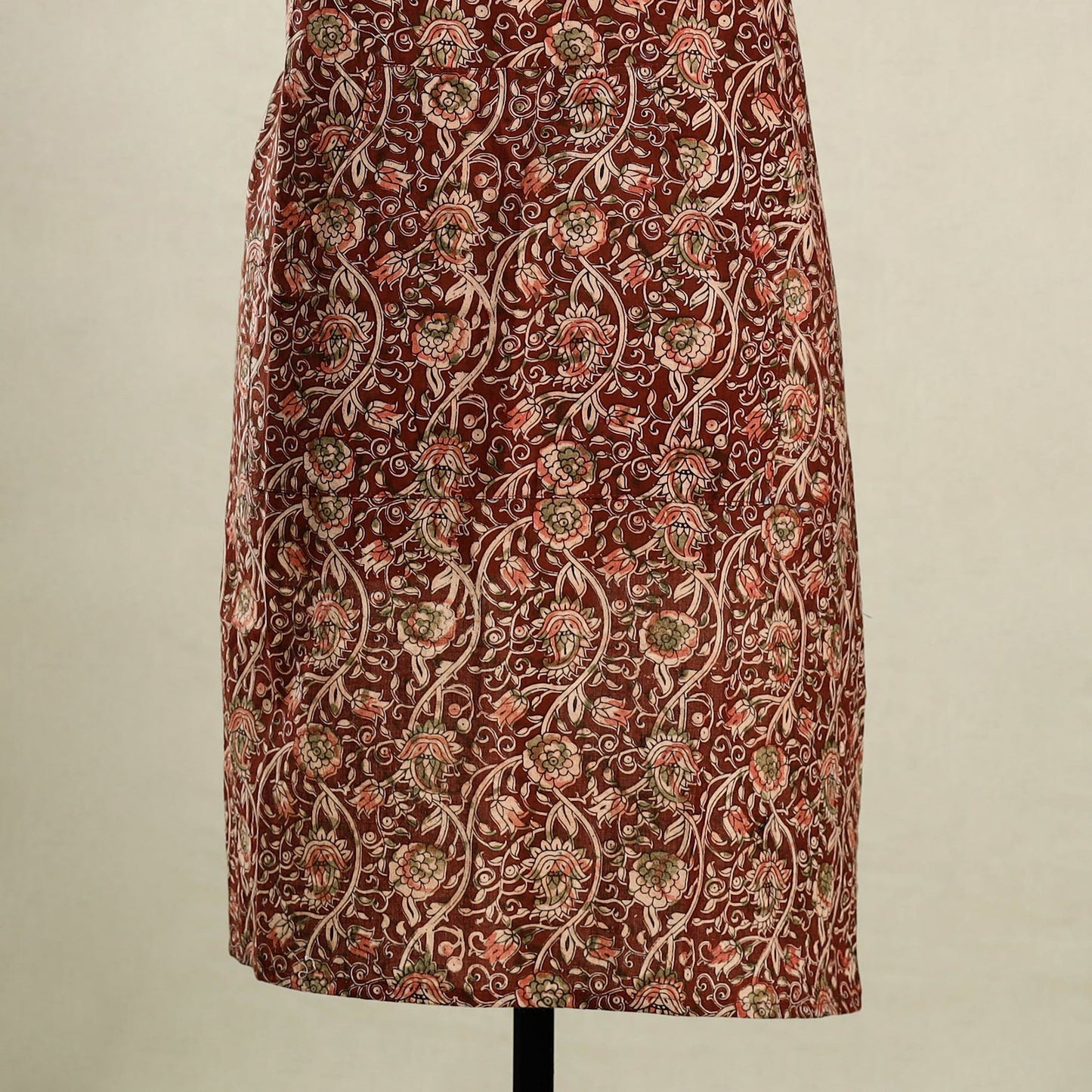 Maroon - kalamkari cotton apron with pocket 41 - handcrafted