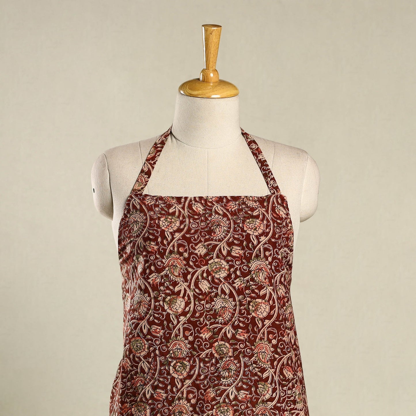 Maroon - kalamkari cotton apron with pocket 41 - handcrafted