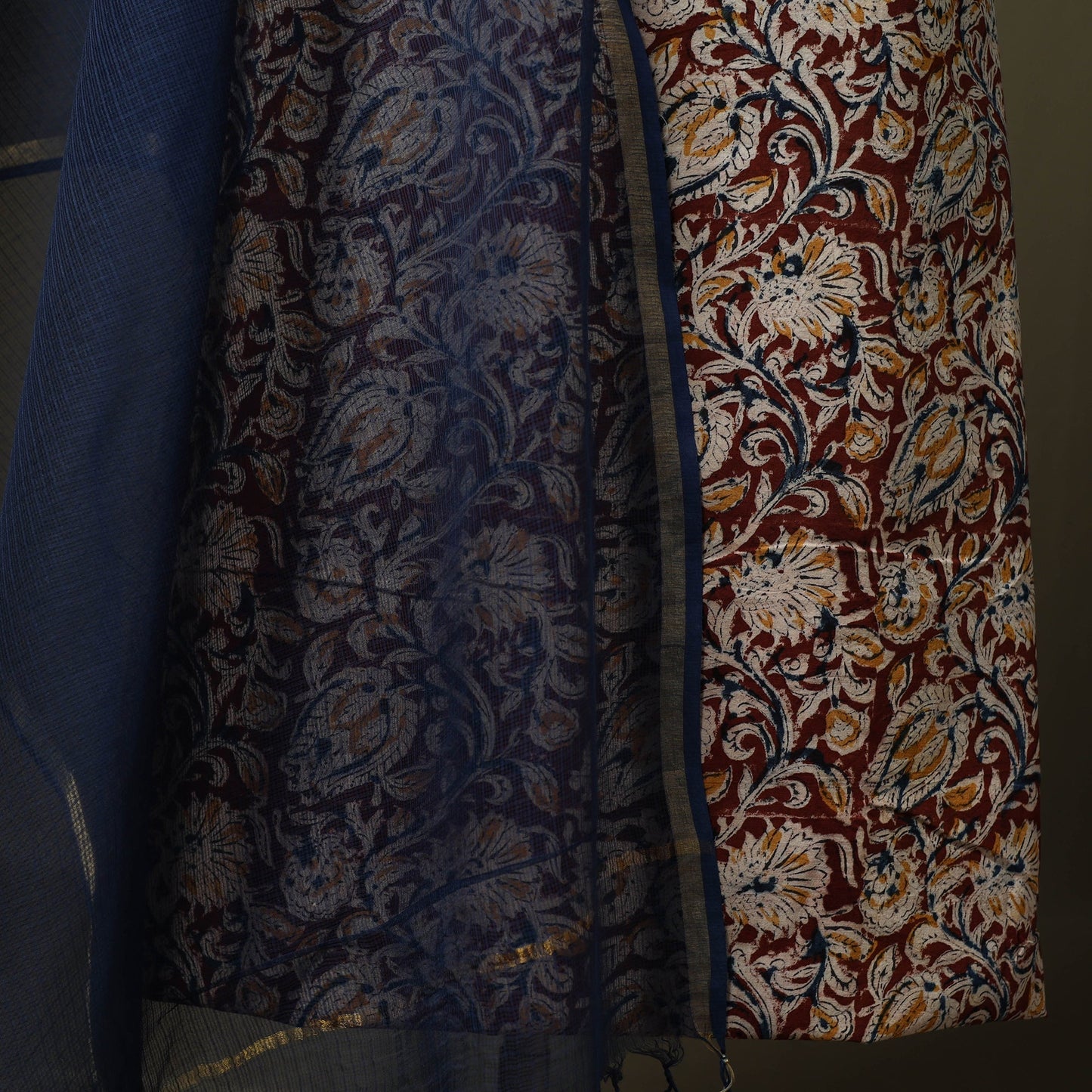 Kalamkari hand block print natural dyed cotton 2pc