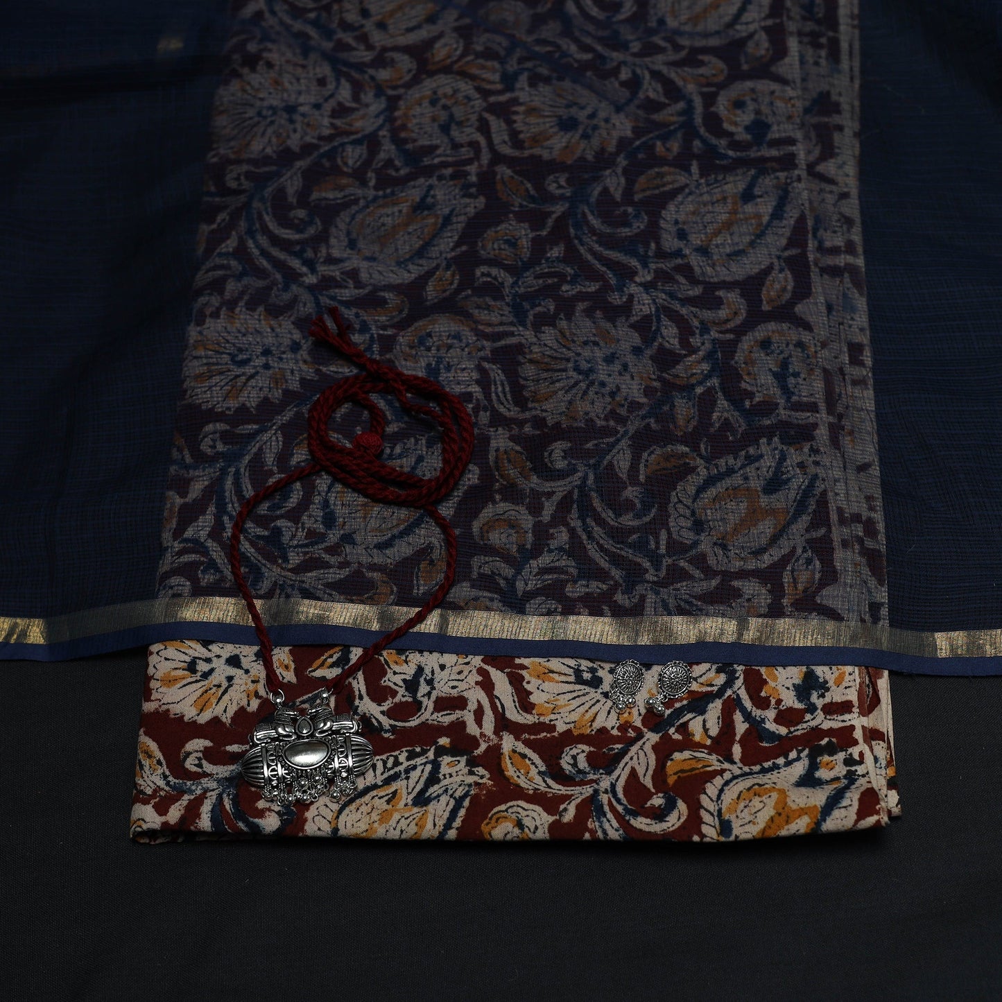 Kalamkari hand block print natural dyed cotton 2pc