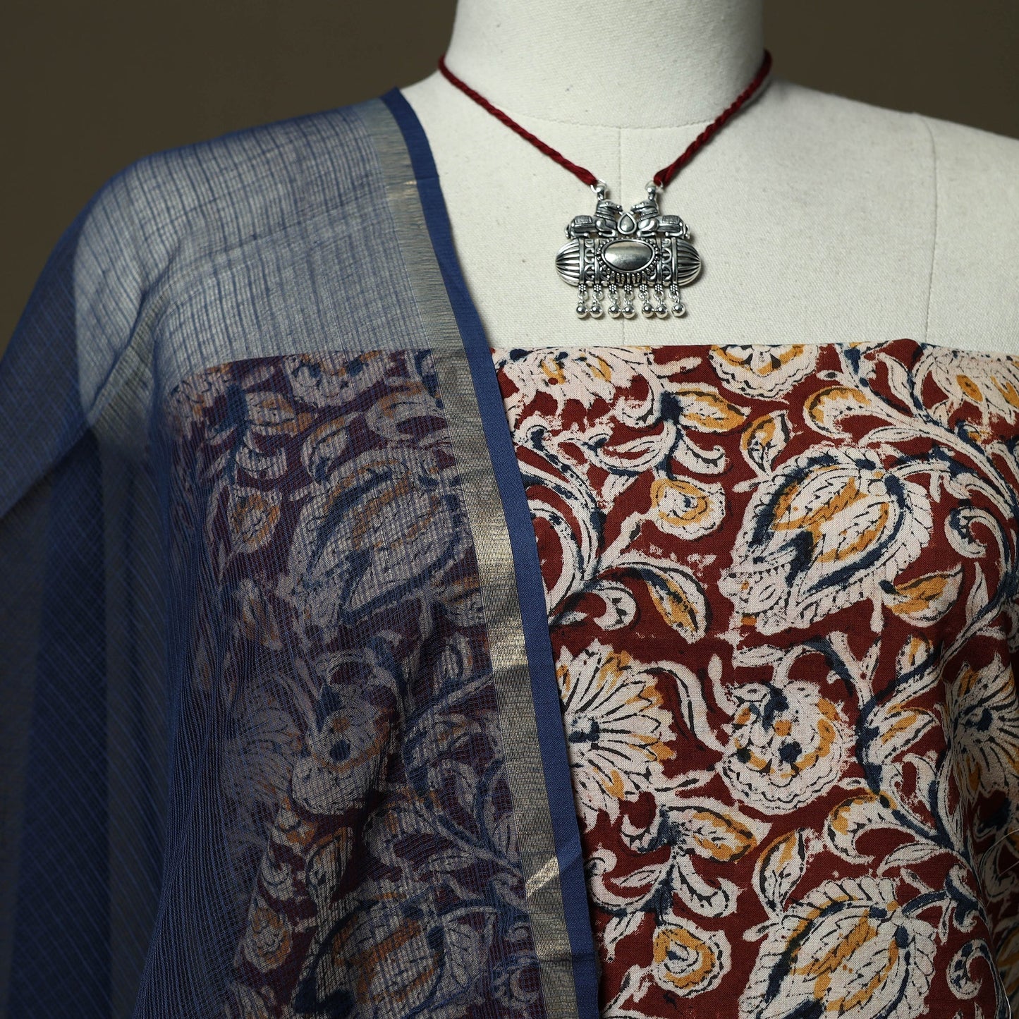 Kalamkari hand block print natural dyed cotton 2pc