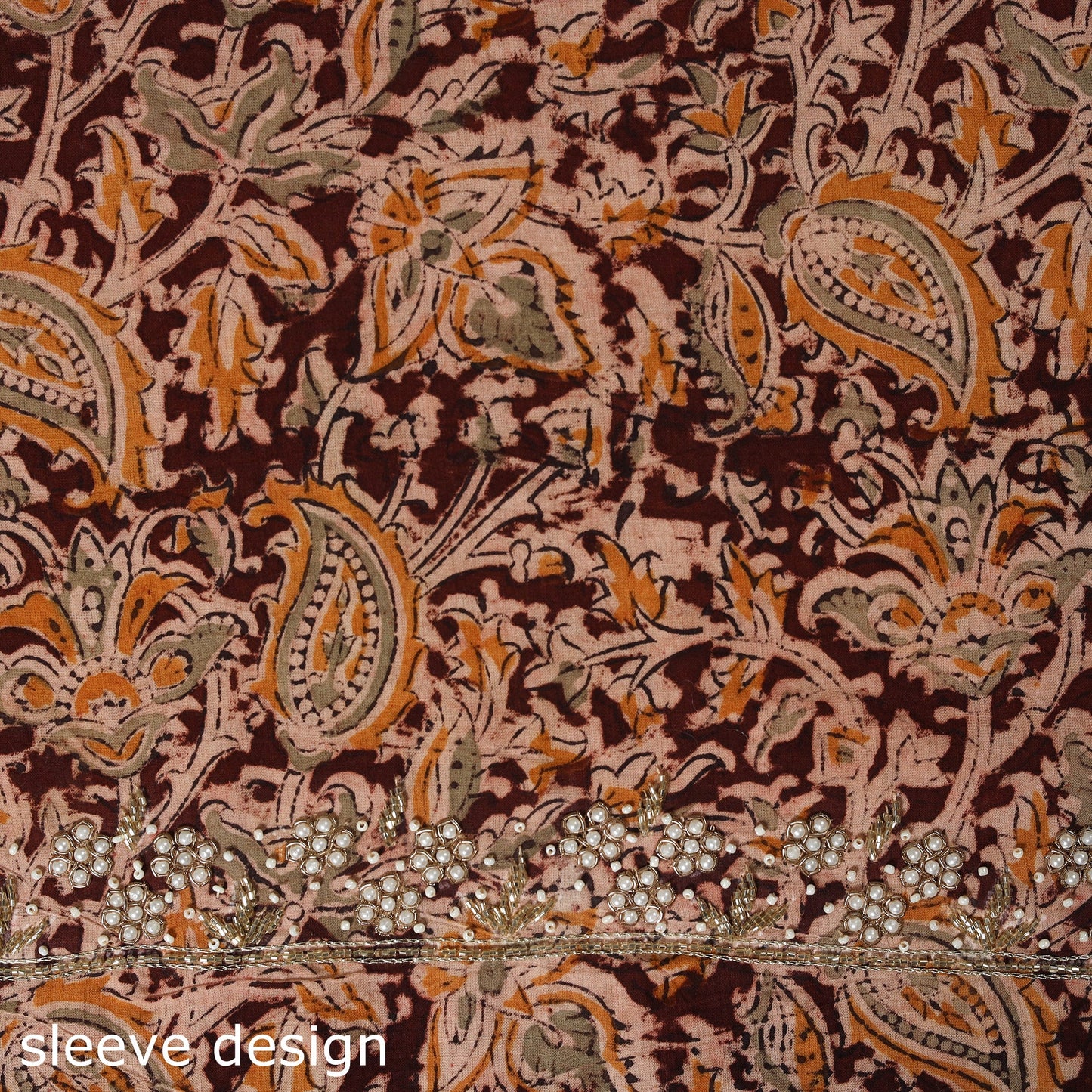 Maroon - kalamkari hand embroidery cotton blouse piece 21