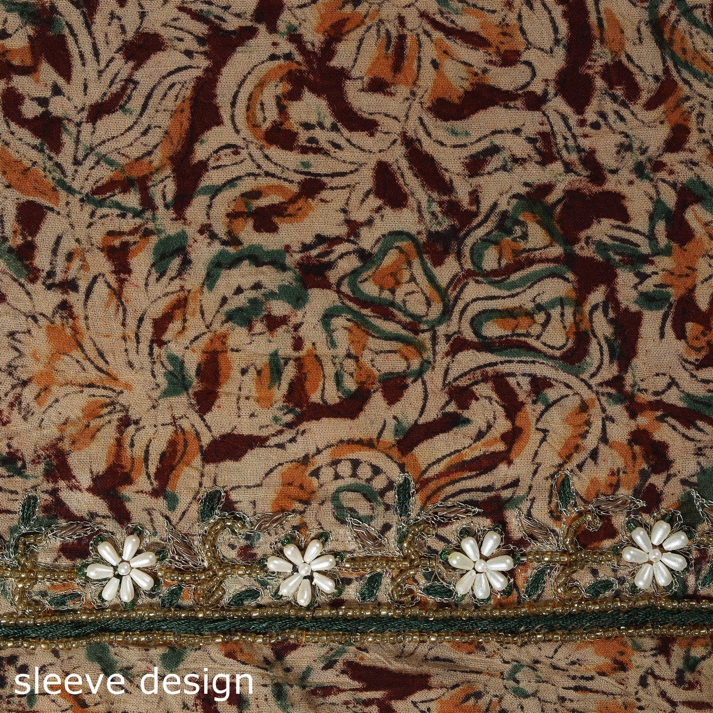 Kalamkari Print Hand Embroidery Cotton Blouse Piece