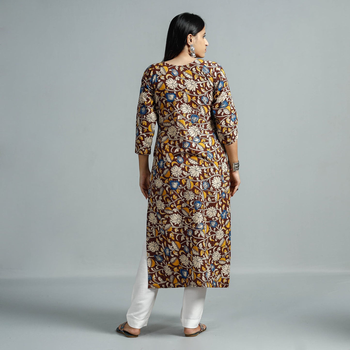 Kalamkari Printed Cotton Straight Kurta For Women