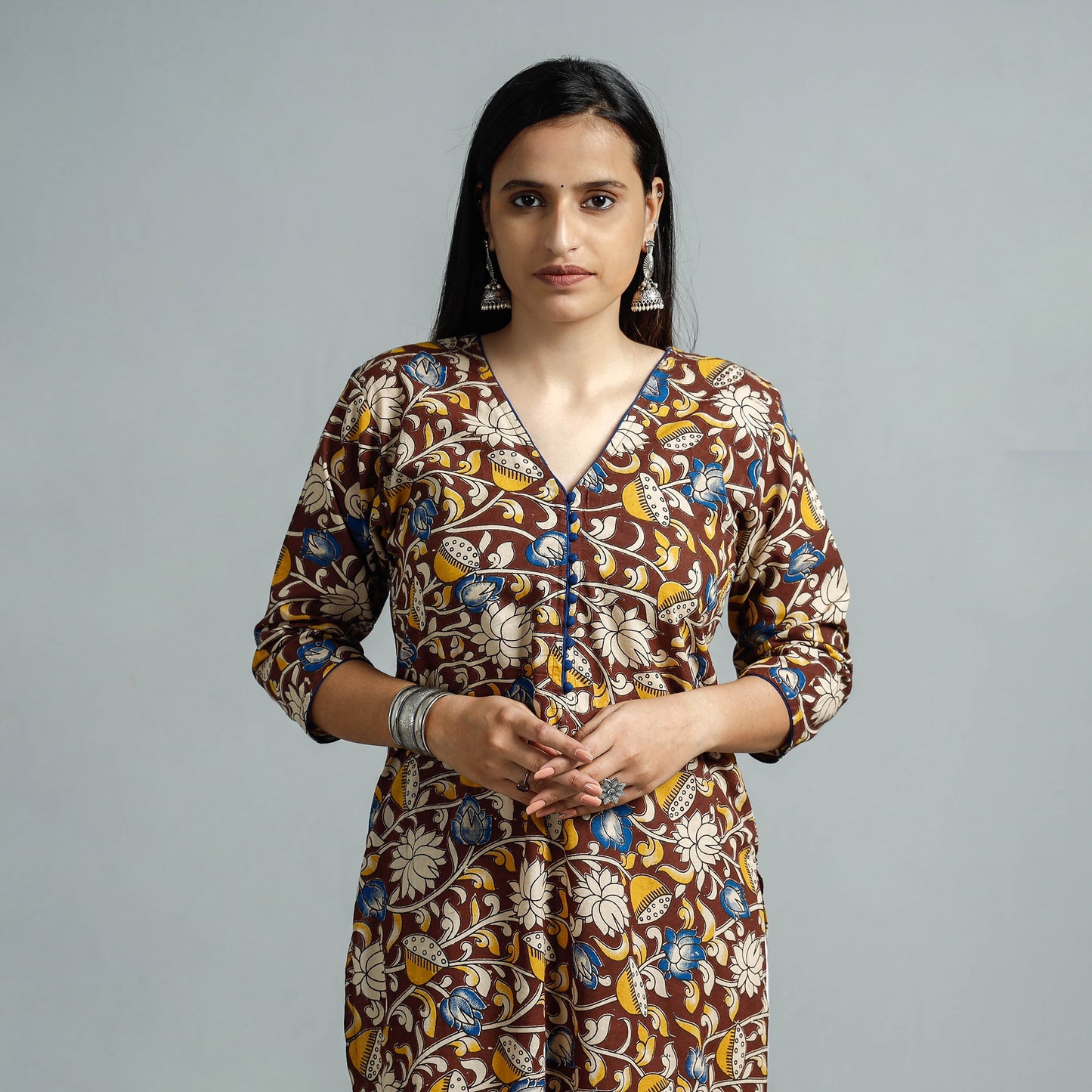 Kalamkari Printed Cotton Straight Kurta For Women