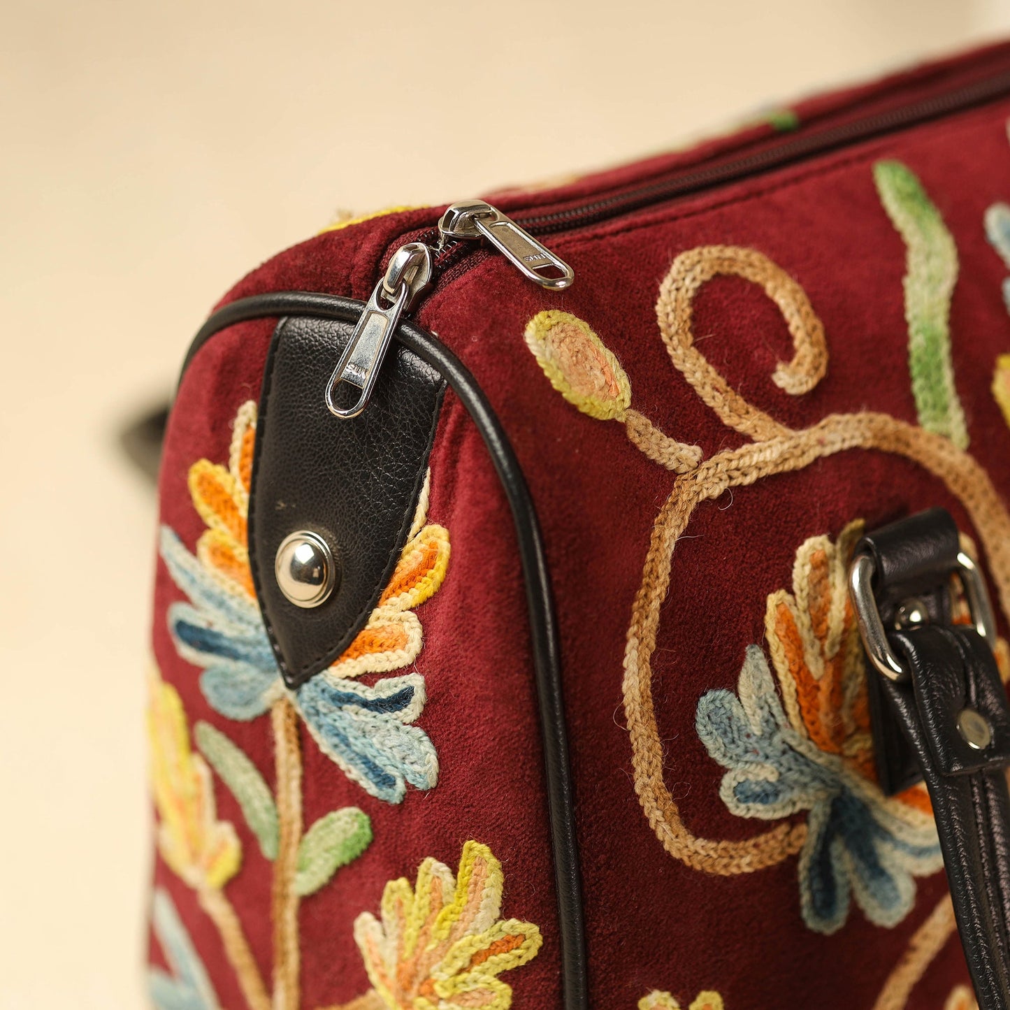 Maroon Kashmiri Crewel Hand Embroidery Handbag