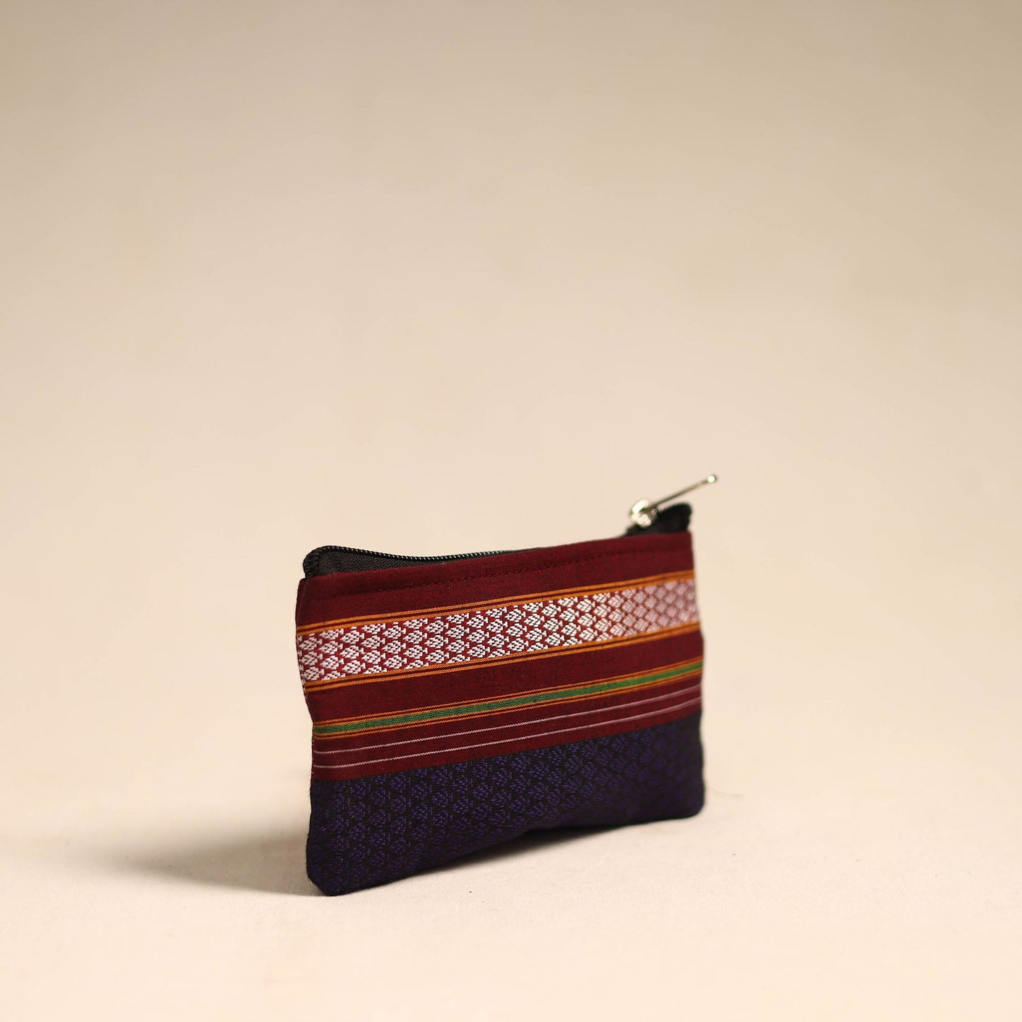 Maroon Khun Fabric Quilted Coin Pouch
