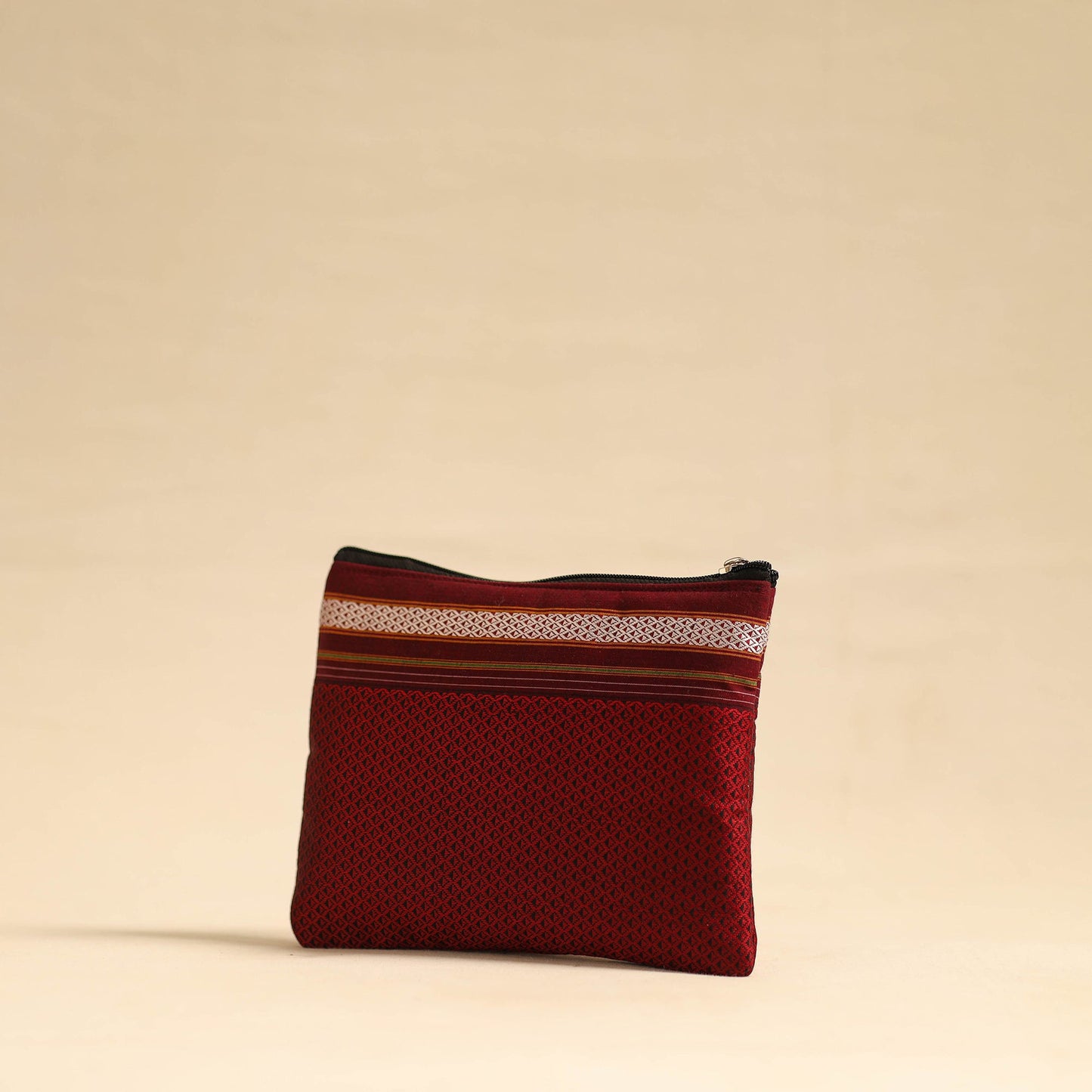 Maroon Khun Fabric Quilted Cotton Utility Pouch