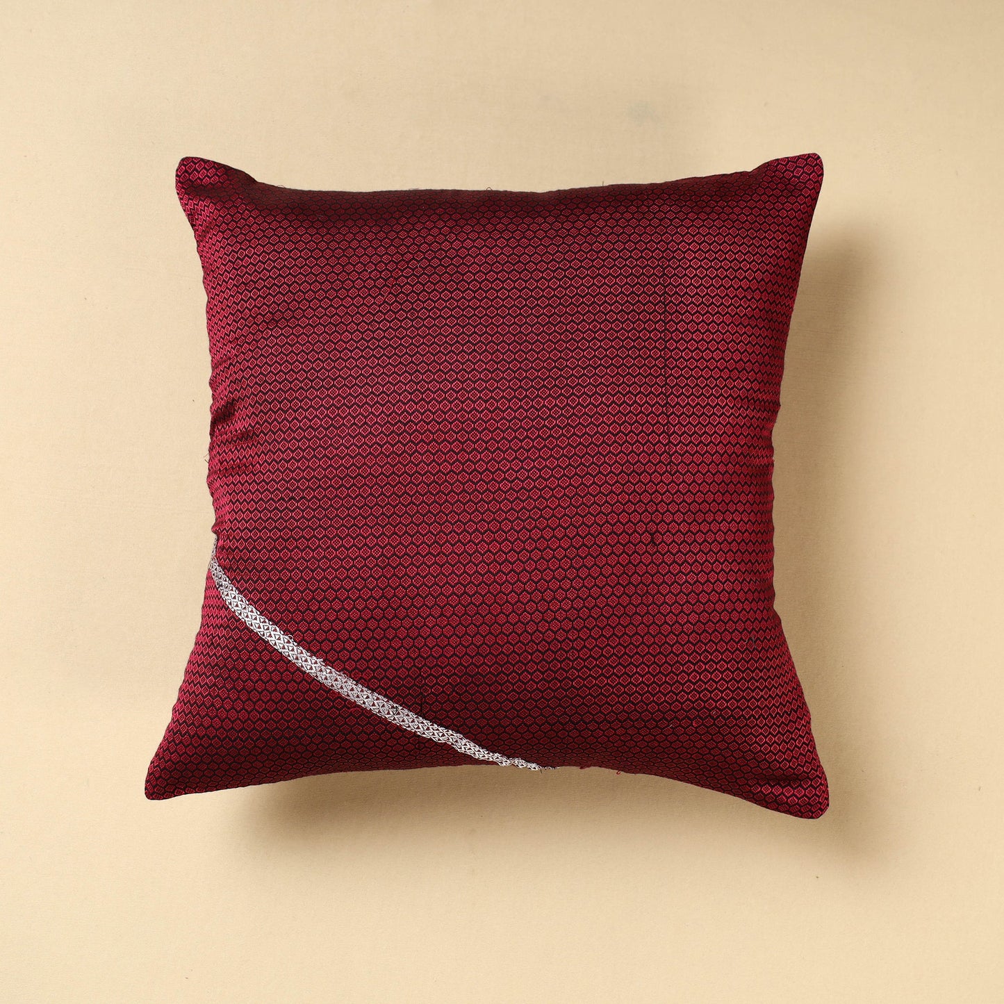 Maroon - Khun Weave Cotton Cushion Cover (16 x 16 in)