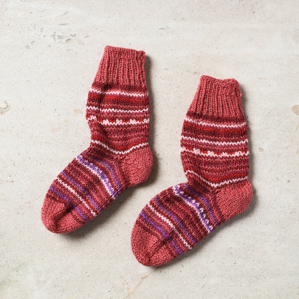Maroon Kumaun Hand Knitted Woolen Socks - Kids