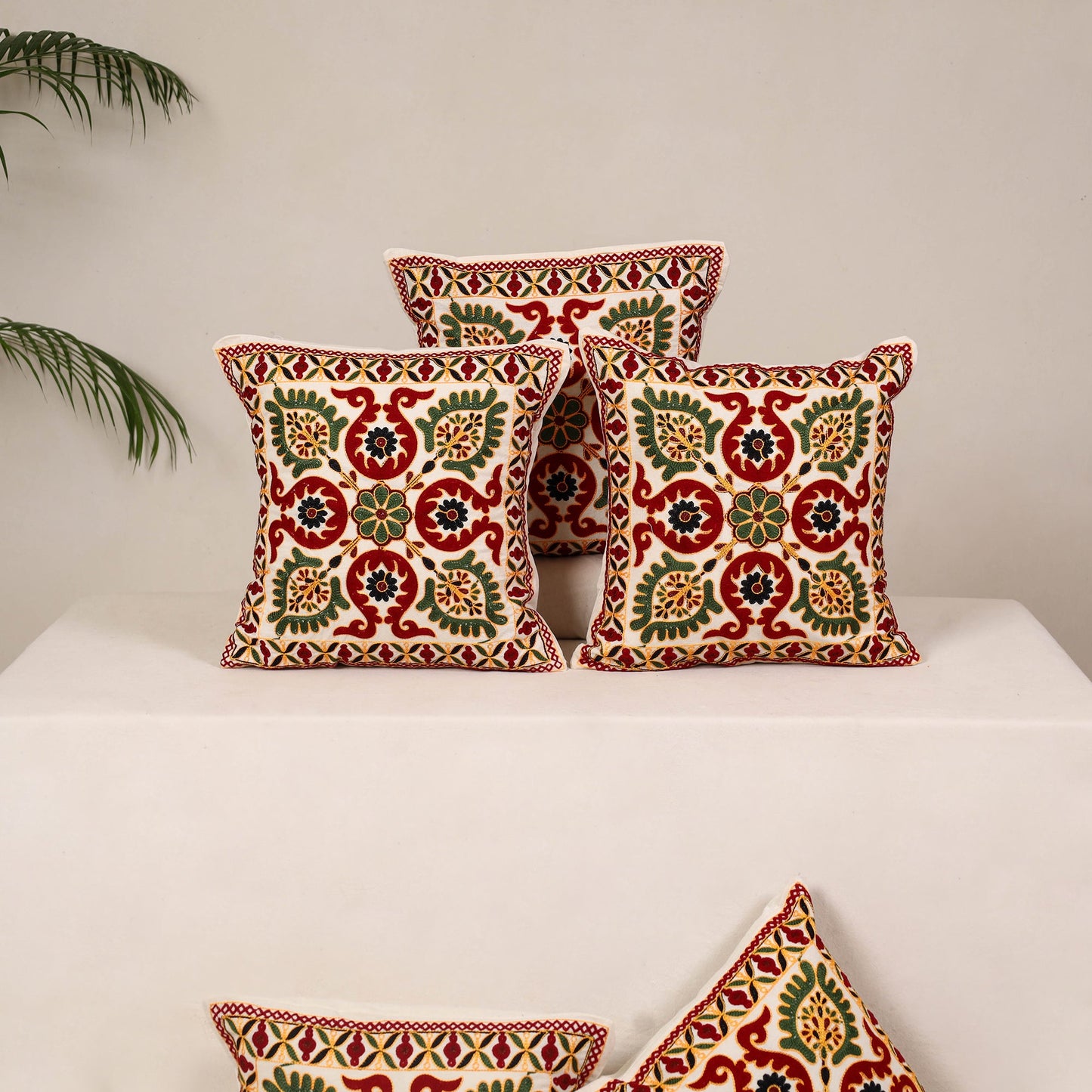 Maroon - kutch aari hand embroidery cushion cover (set