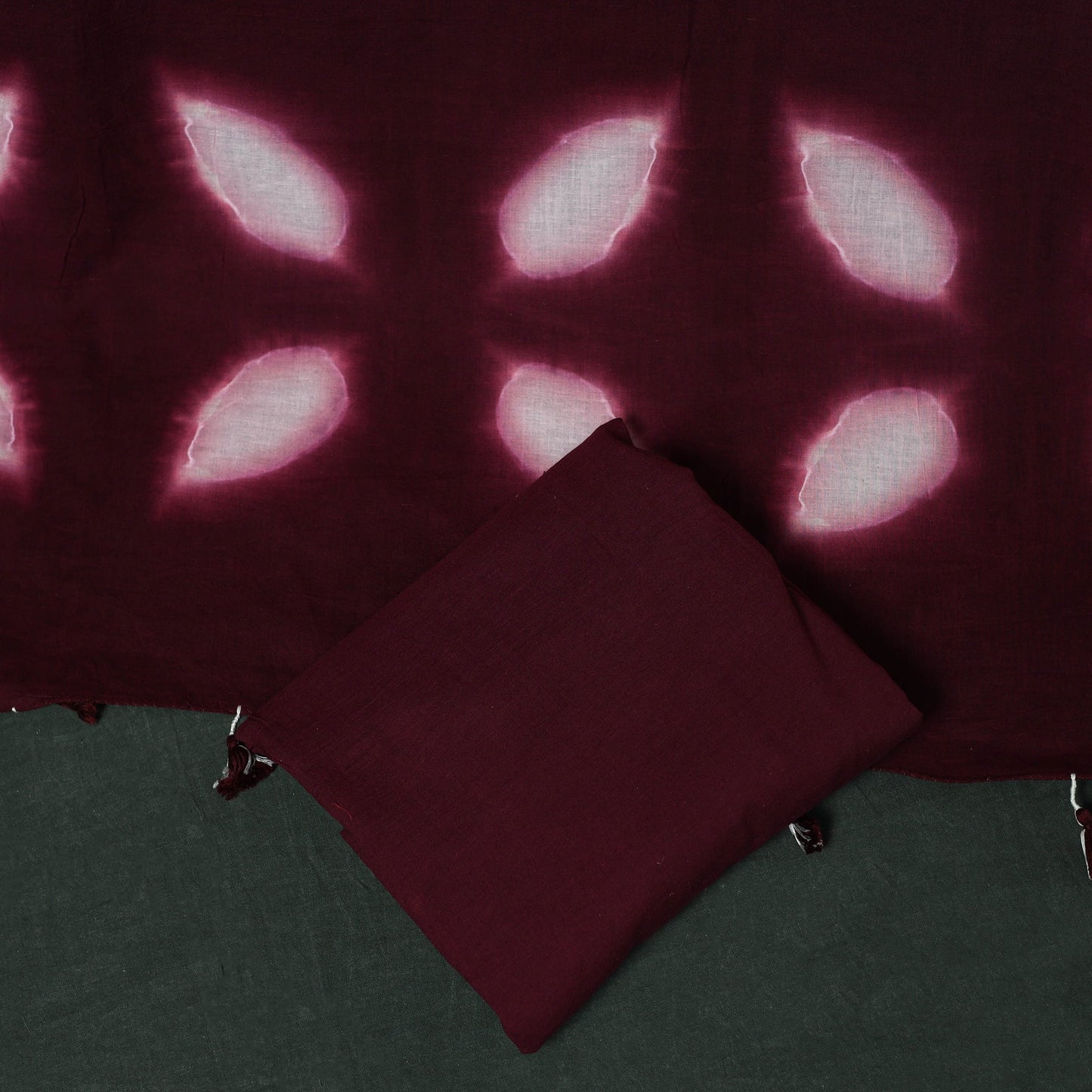 Kutch hand embroidered mirror work clamp dyed cotton