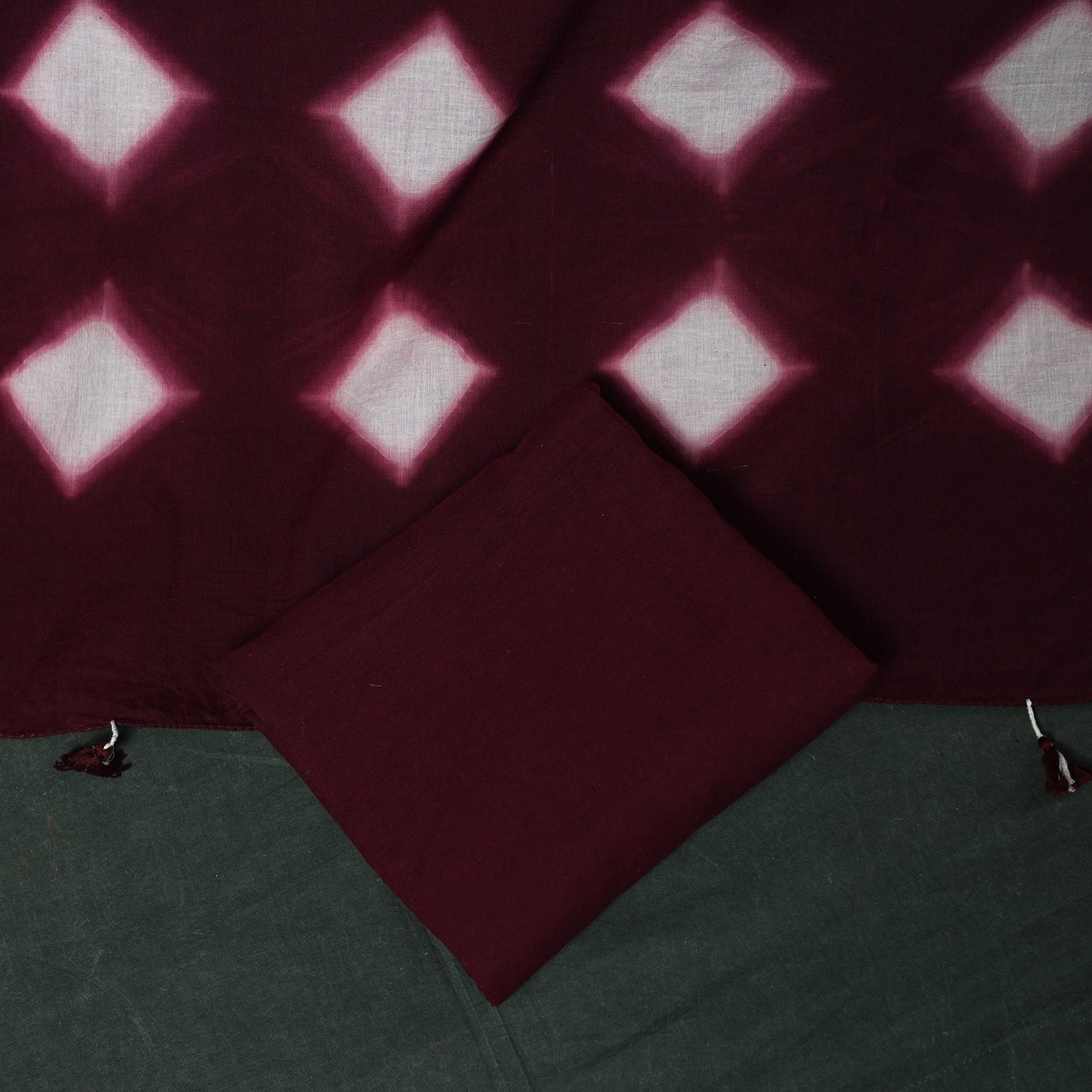 Kutch hand embroidered mirror work clamp dyed cotton