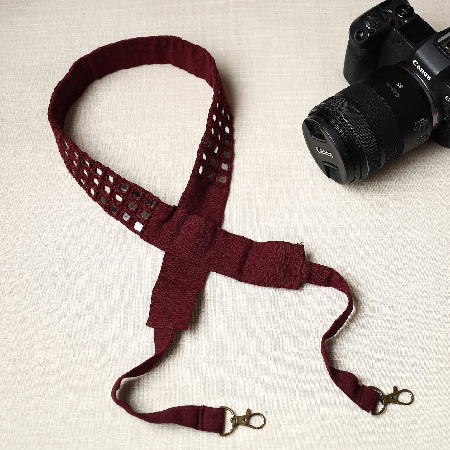 Mirror Work Kutchi Embroidery Fabric Camera Belt