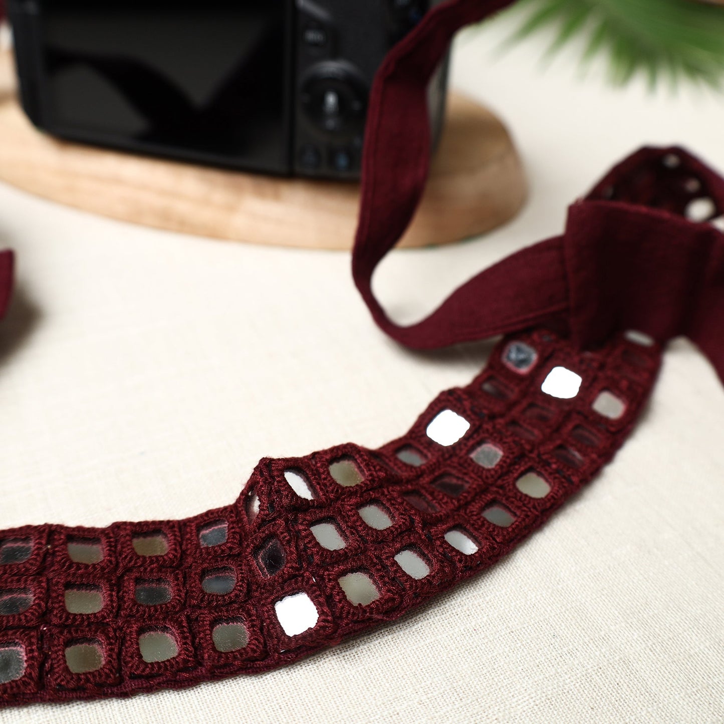 Mirror Work Kutchi Embroidery Fabric Camera Belt
