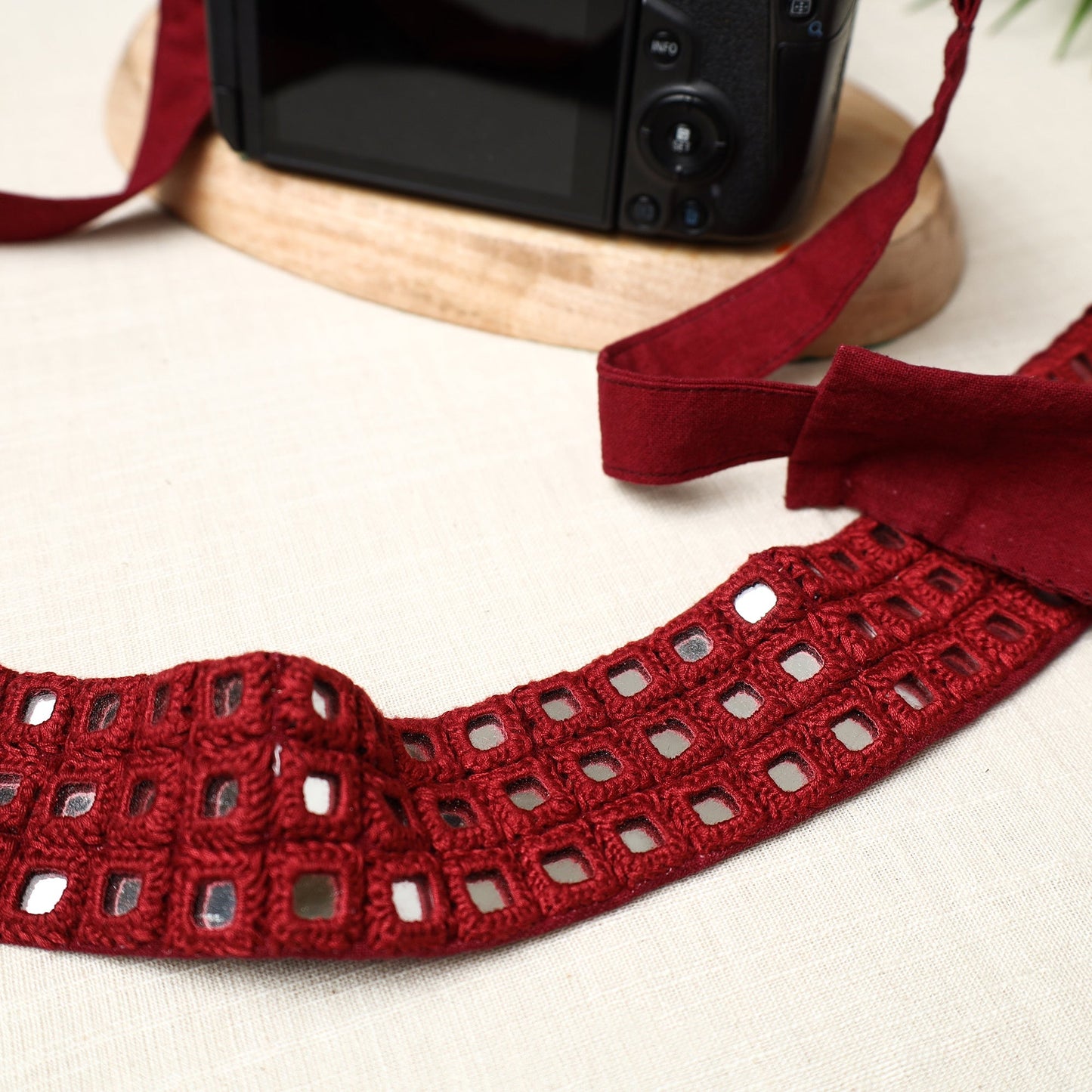 Mirror Work Kutch Embroidery Fabric Camera Belt
