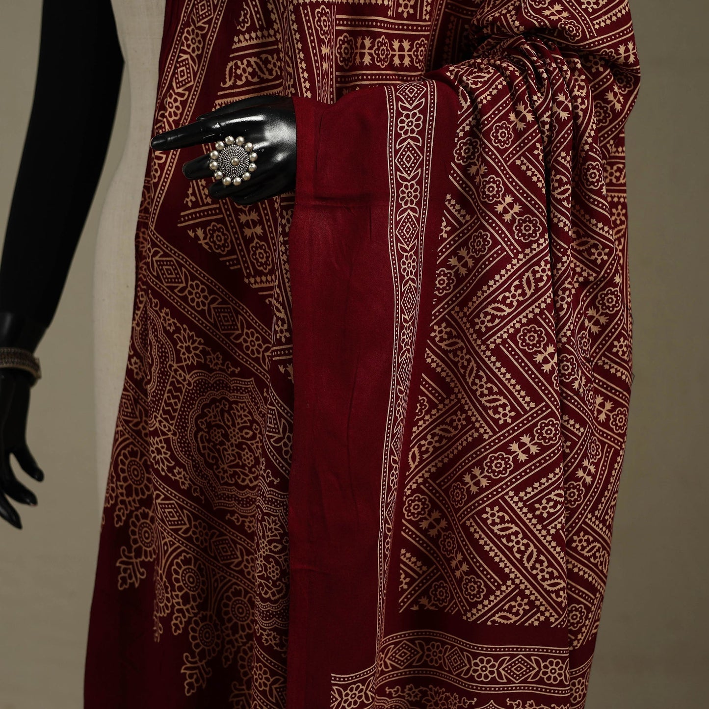 Kutch printed rayon dupatta 57 - handcrafted