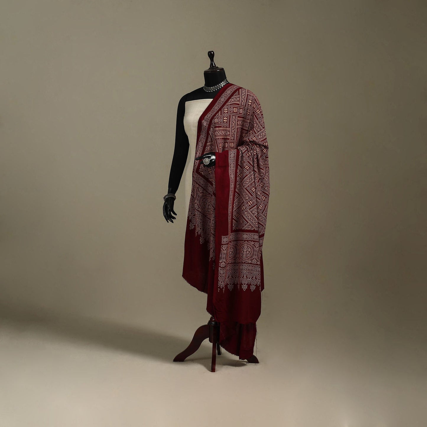 Kutch printed rayon dupatta 57 - handcrafted