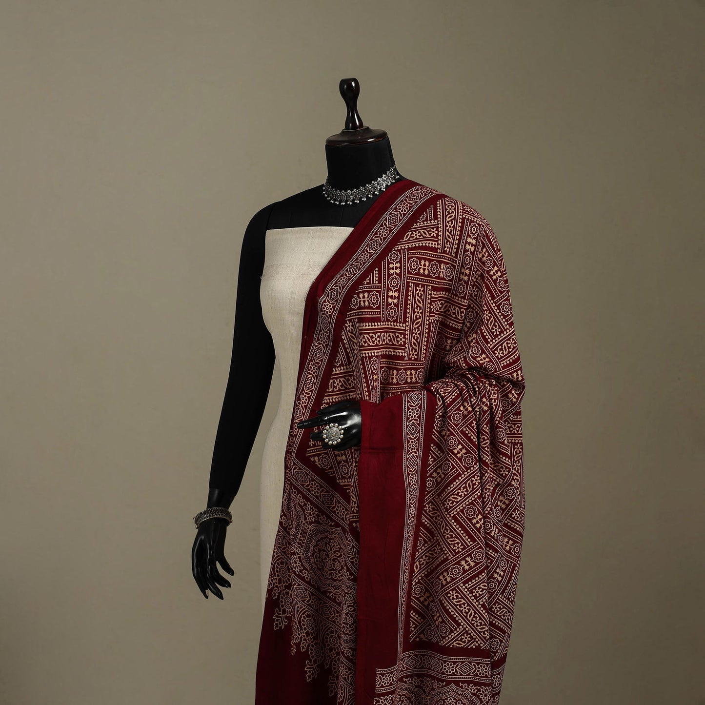 Kutch printed rayon dupatta 57 - handcrafted
