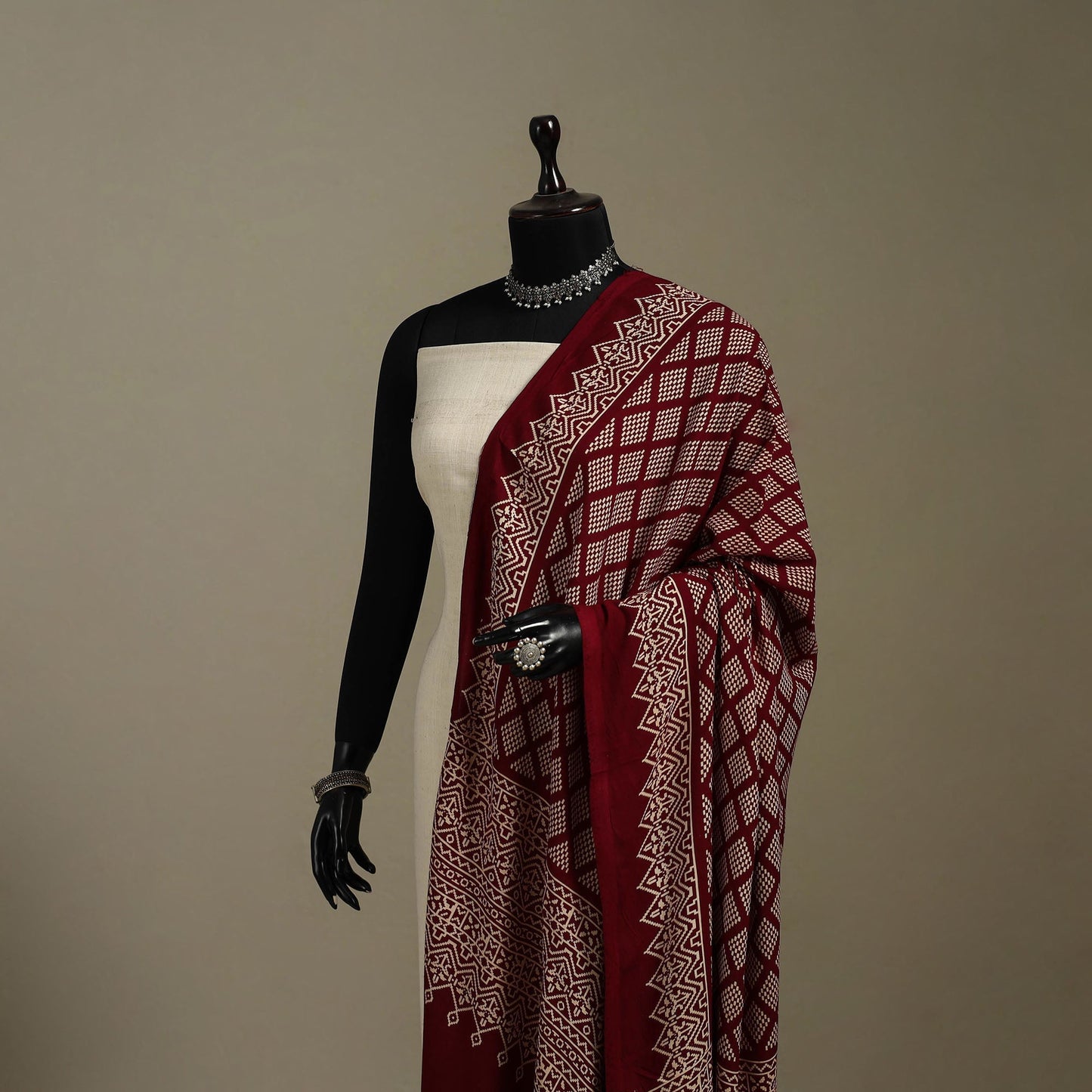 Kutch printed rayon dupatta 64 - handcrafted