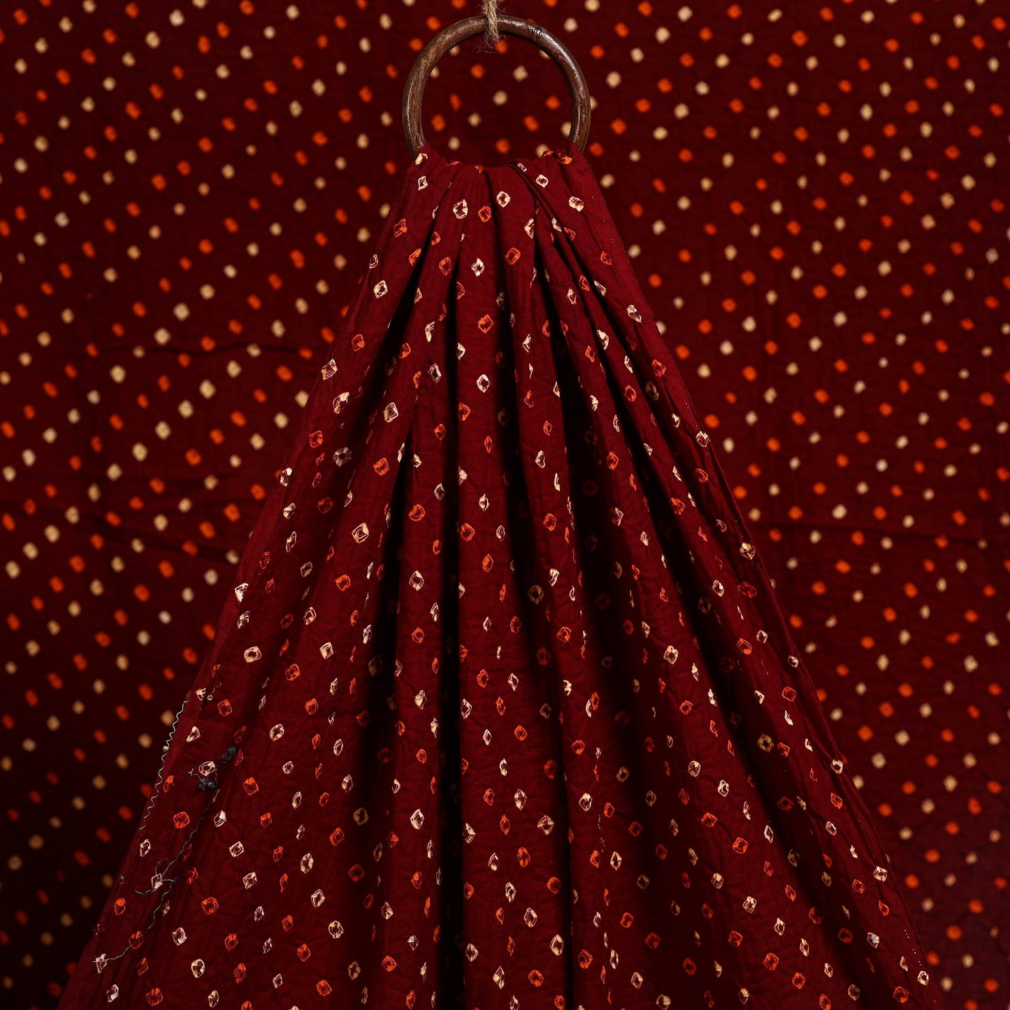 Maroon Kutch Tie-Dye Mul Cotton Bandhani Fabric