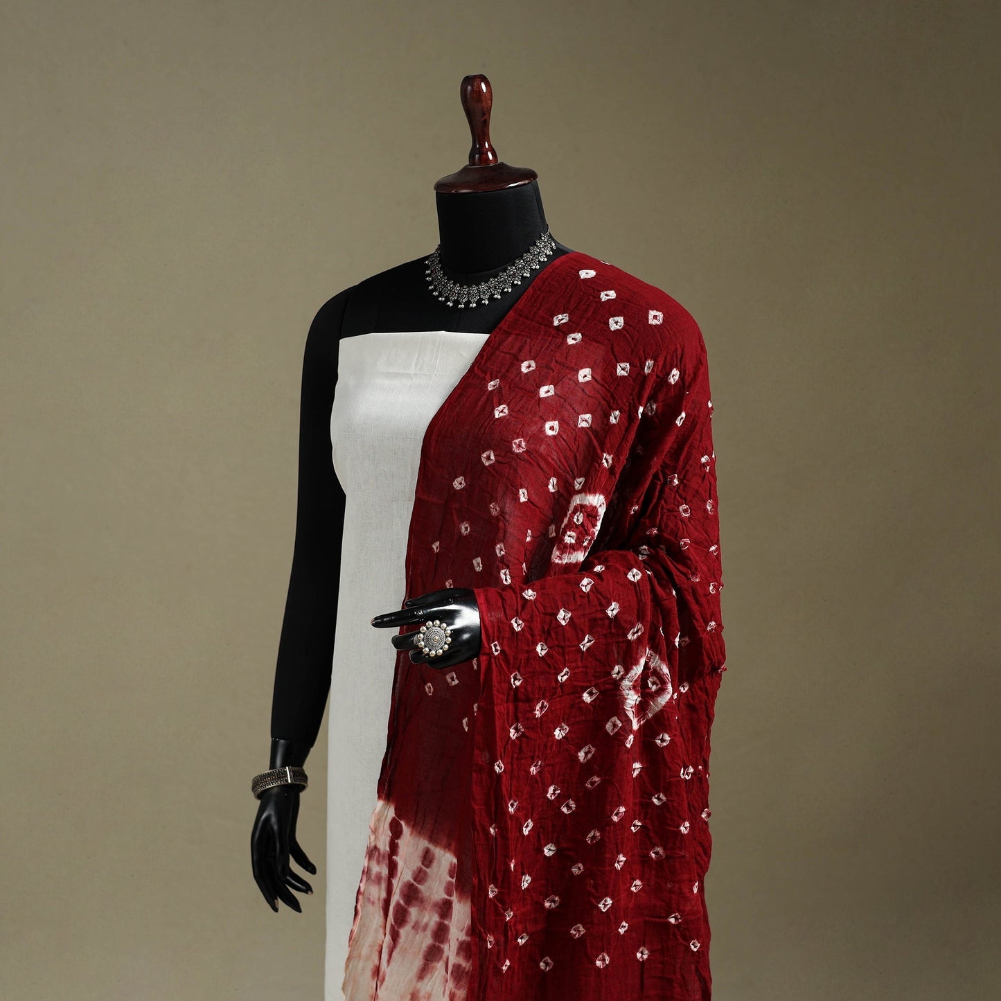 Kutch tie-dye mul cotton shibori bandhani dupatta 40