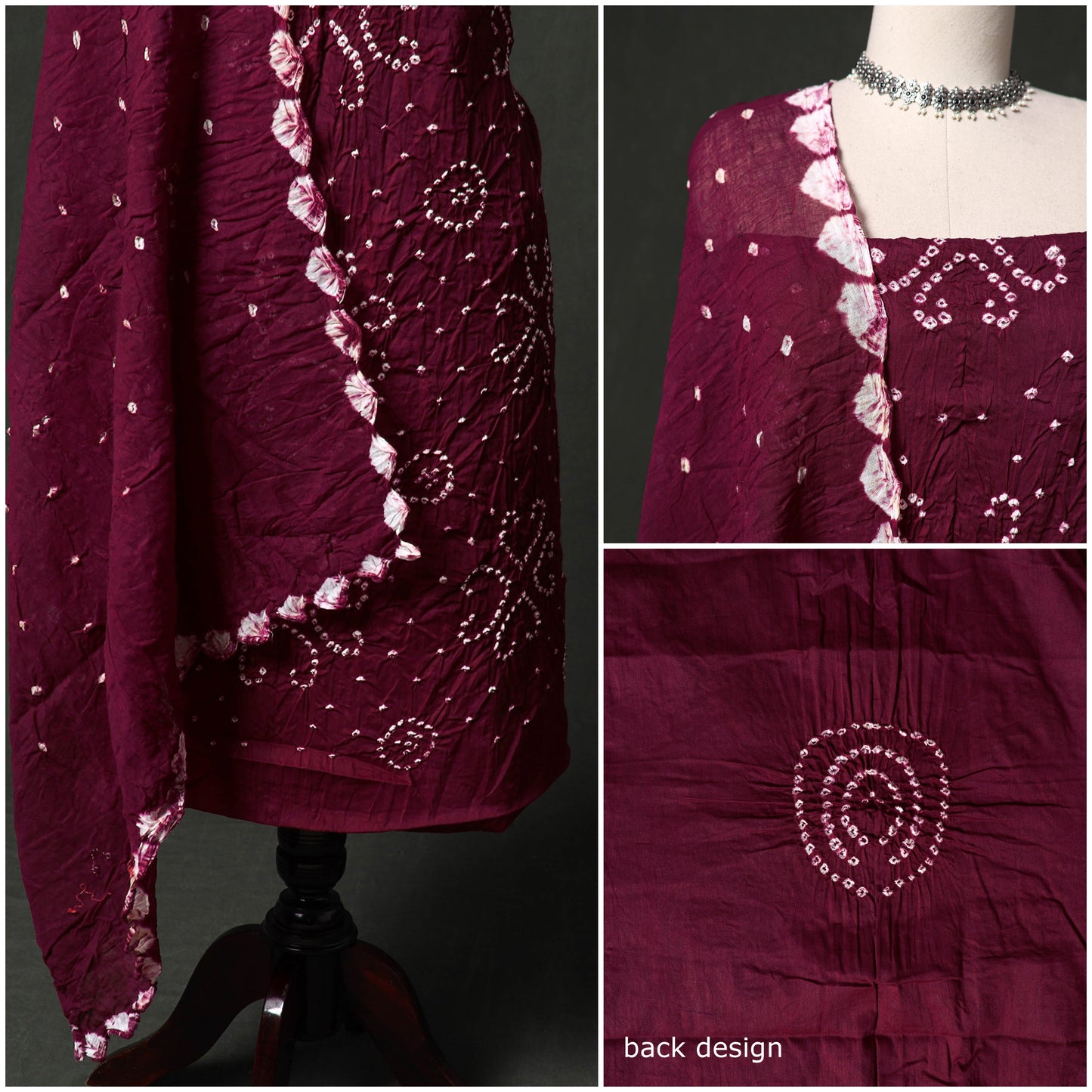 Kutch tie-dye satin cotton bandhani 3pc unstitched dress