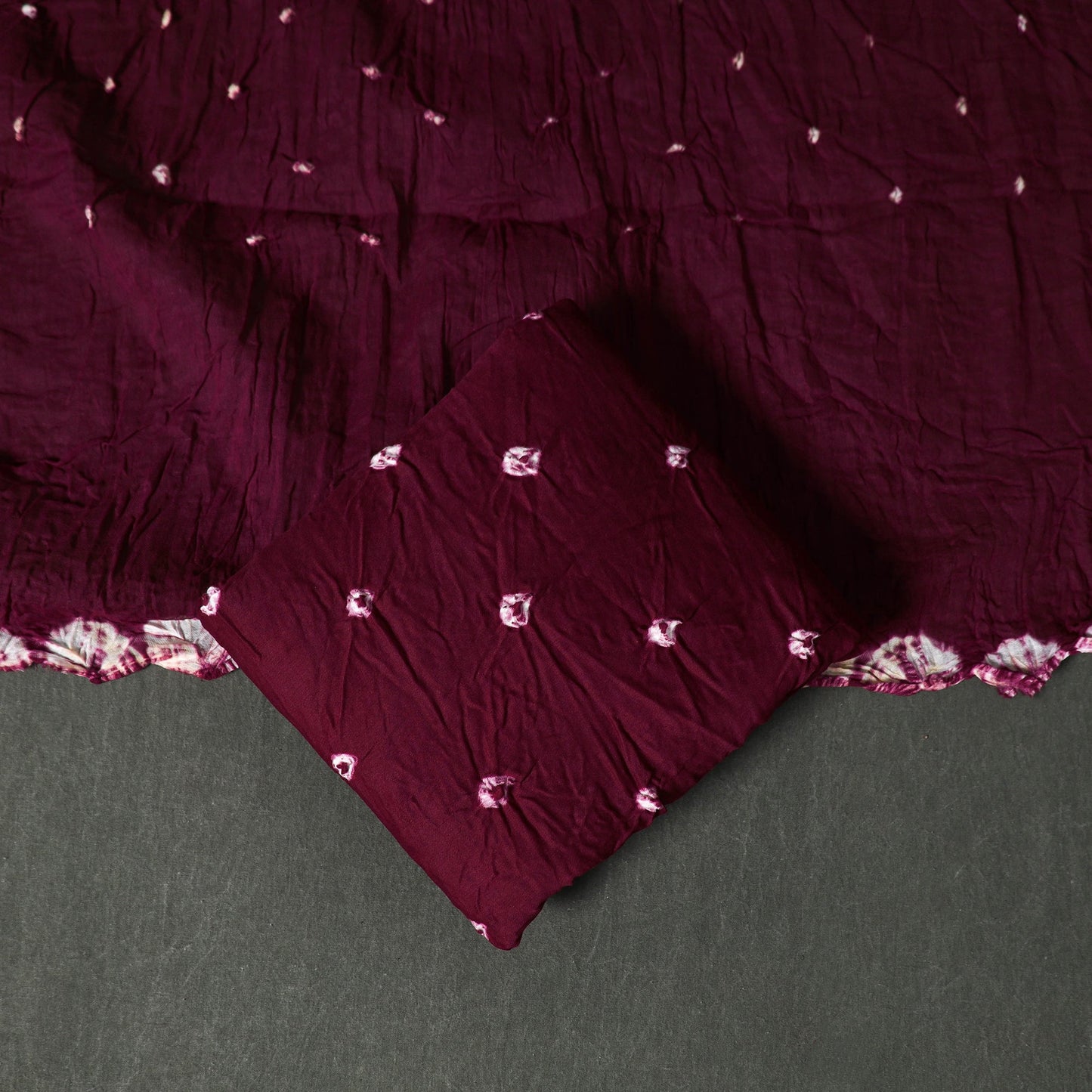 Kutch tie-dye satin cotton bandhani 3pc unstitched dress