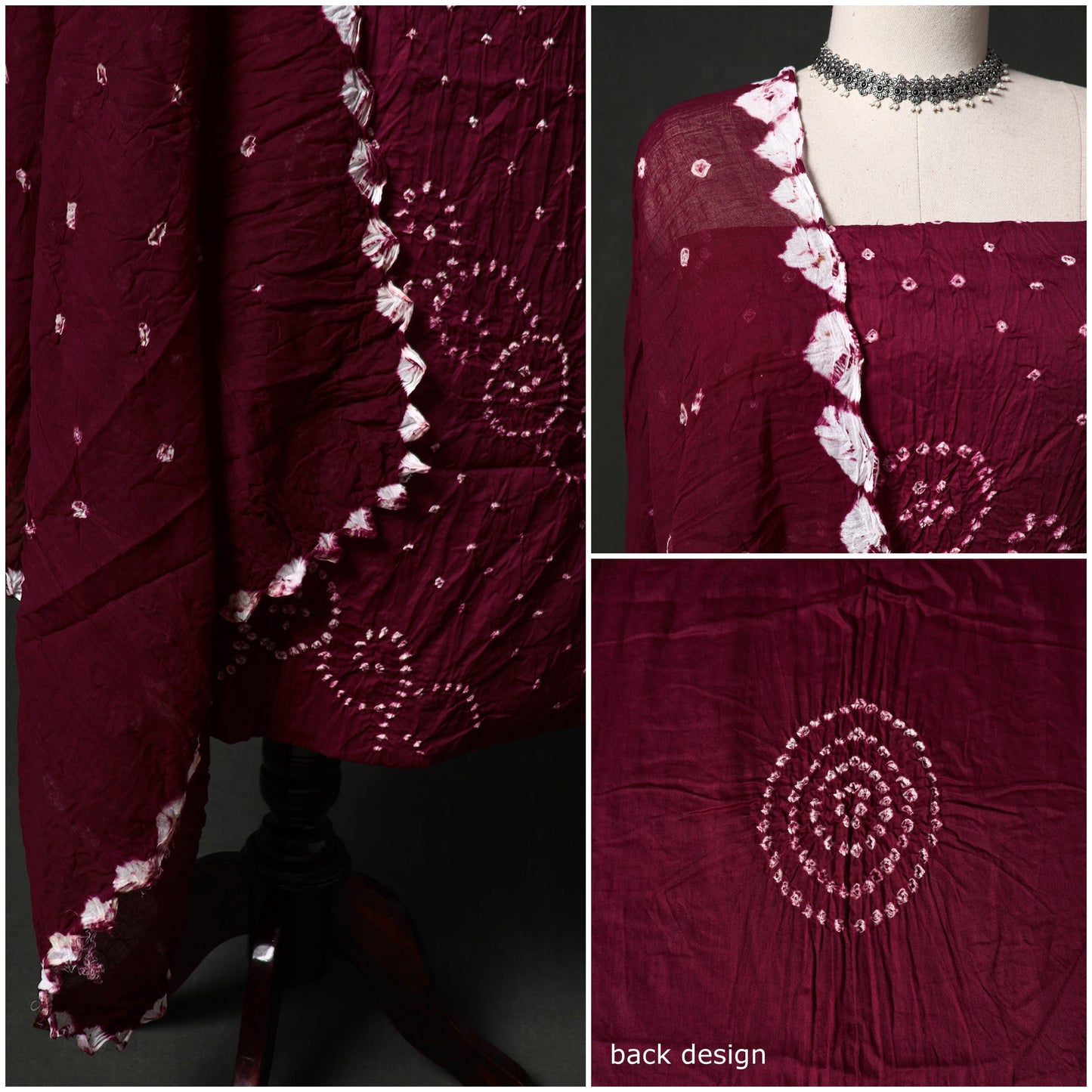 Kutch tie-dye satin cotton bandhani 3pc unstitched dress