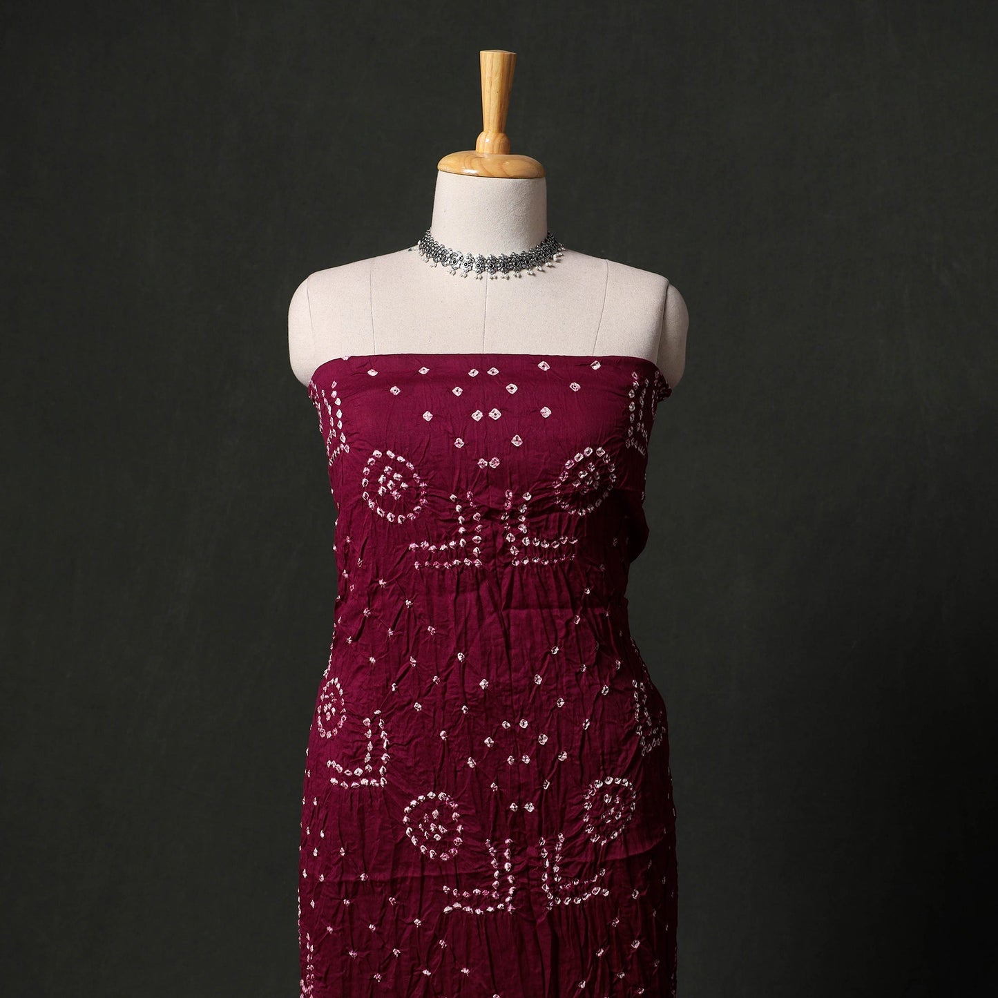 Kutch tie-dye satin cotton bandhani 3pc unstitched dress