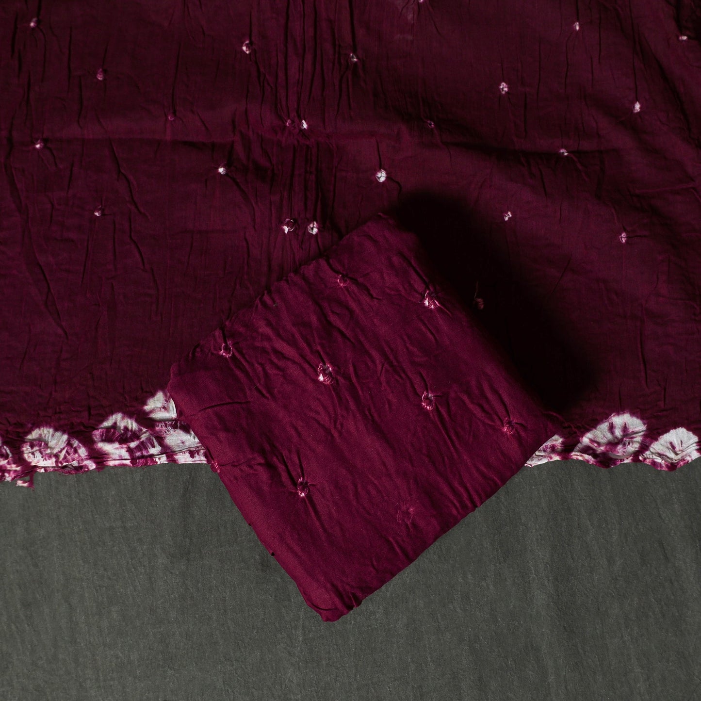 Kutch tie-dye satin cotton bandhani 3pc unstitched dress