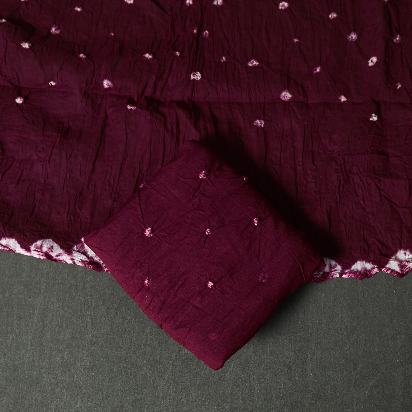 Kutch tie-dye satin cotton bandhani 3pc unstitched dress