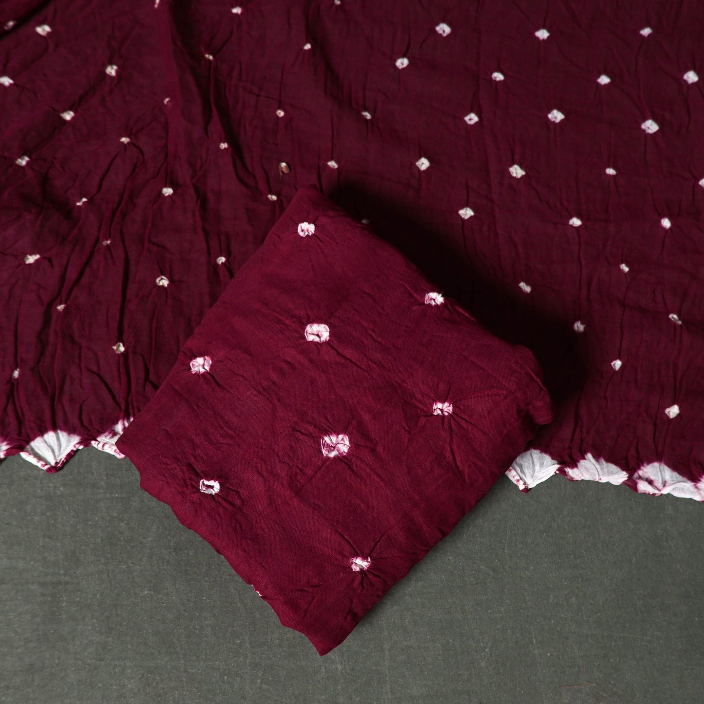 Kutch tie-dye satin cotton bandhani 3pc unstitched dress