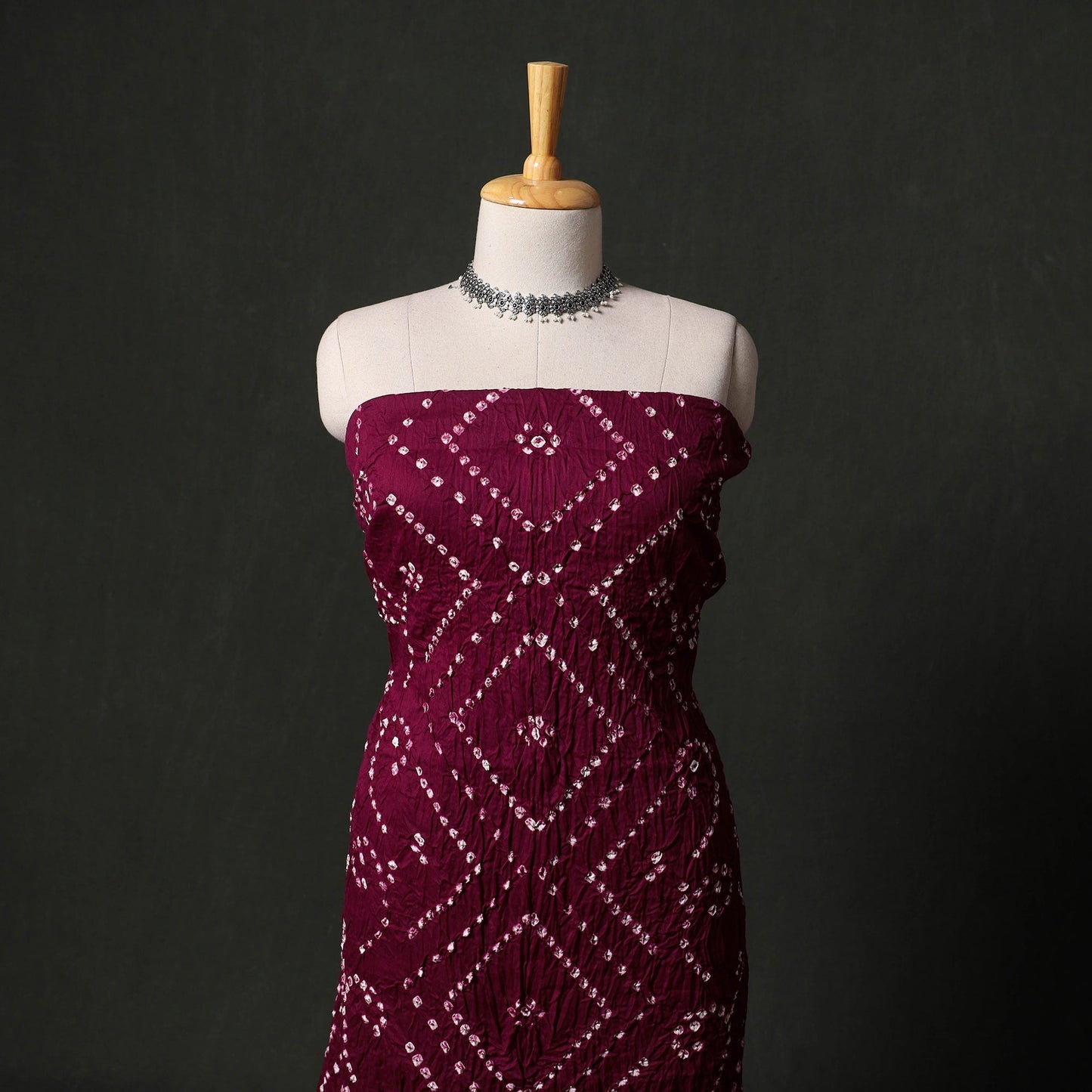 Kutch tie-dye satin cotton bandhani 3pc unstitched dress