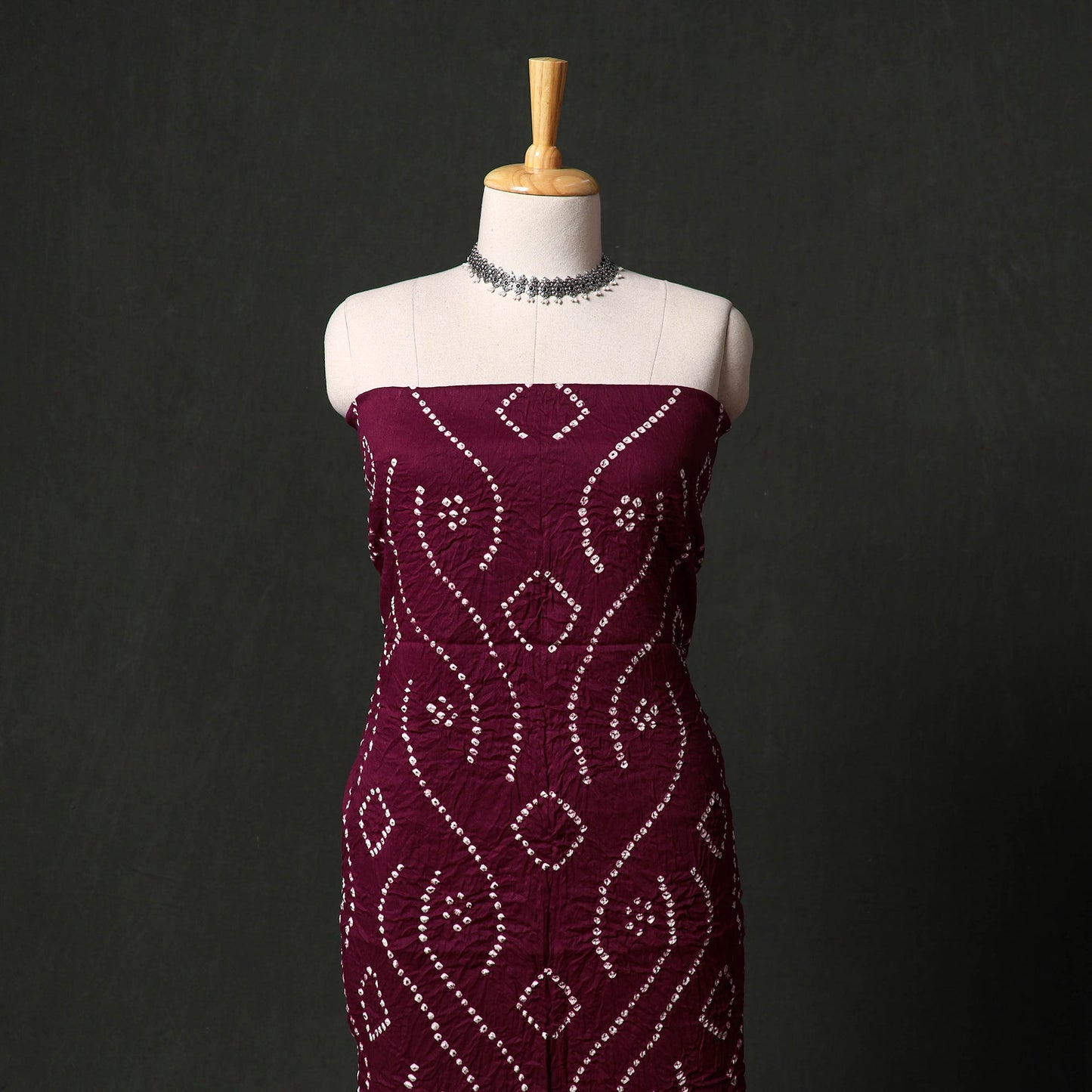 Kutch tie-dye satin cotton bandhani 3pc unstitched dress