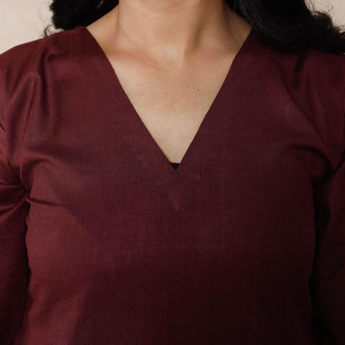 Dark purple Linen Viscose Plain Long Kurta for Women
