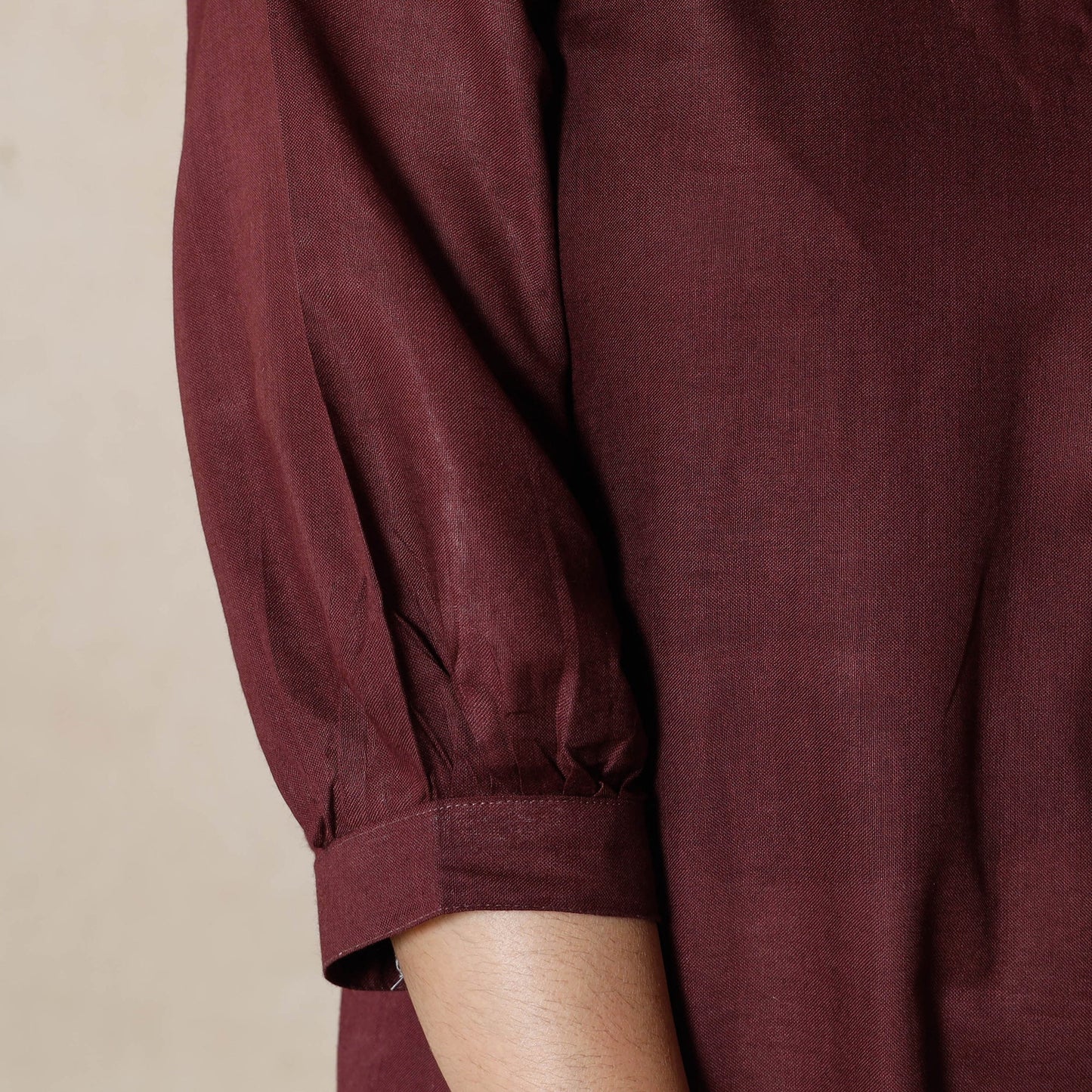 Dark purple Linen Viscose Plain Long Kurta for Women