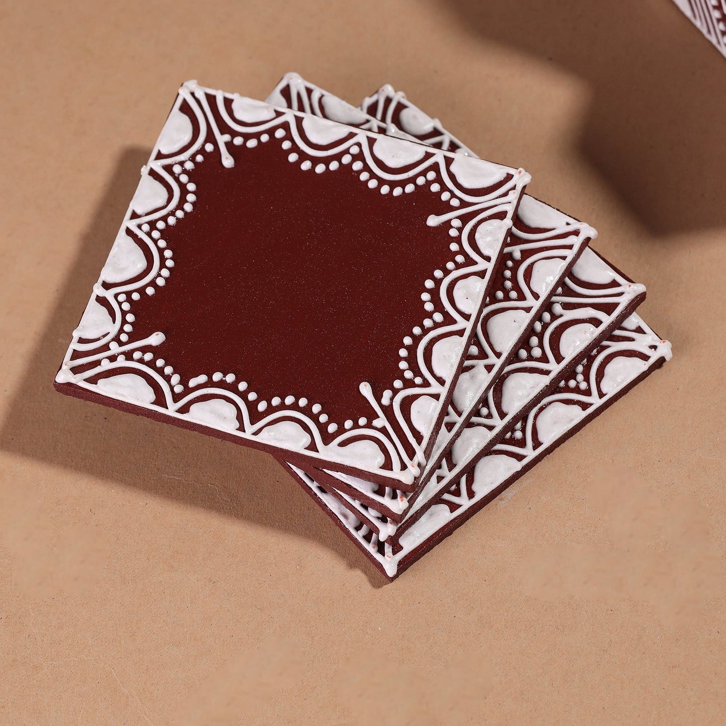 Mandana Art Handpainted Paper Mache Coasters