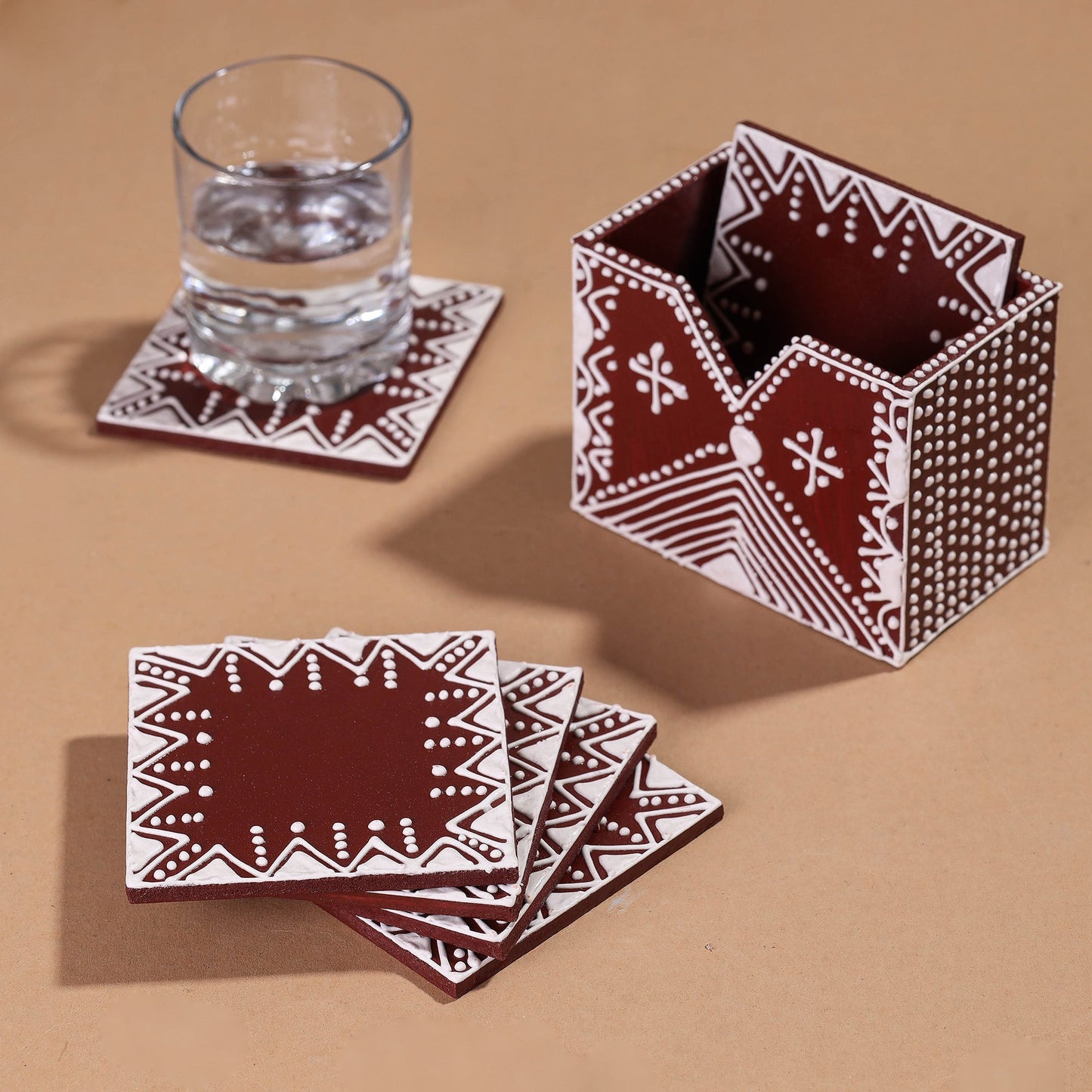 Mandana Art Handpainted Paper Mache Coasters