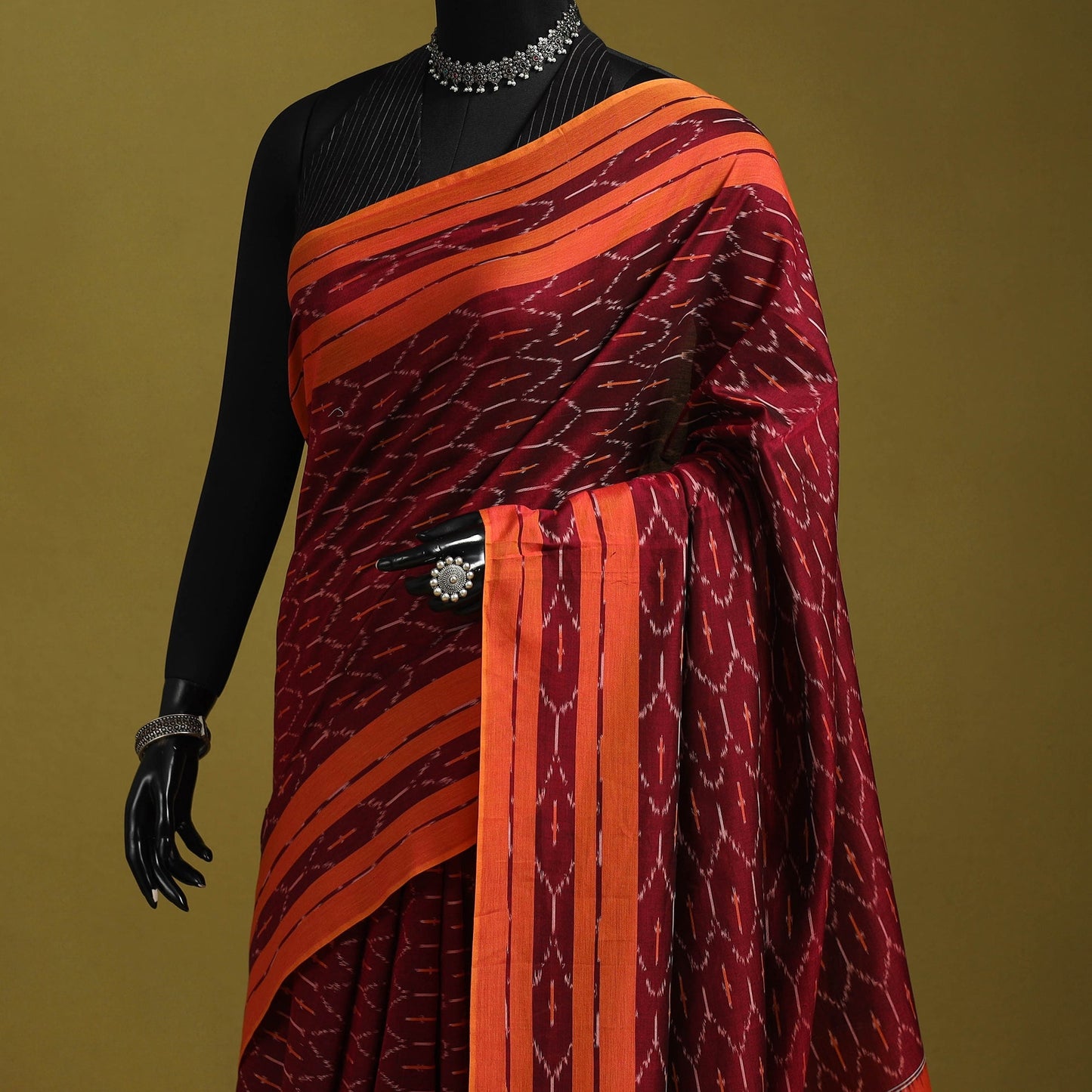 Mercerised cotton handloom pochampally ikat saree 43