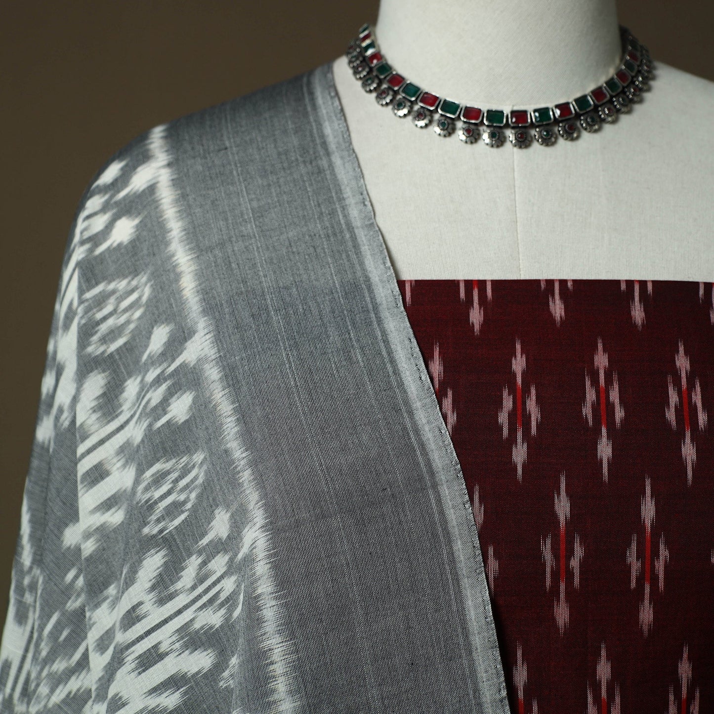 Handloom mercerised cotton pochampally ikat 2pc unstitched