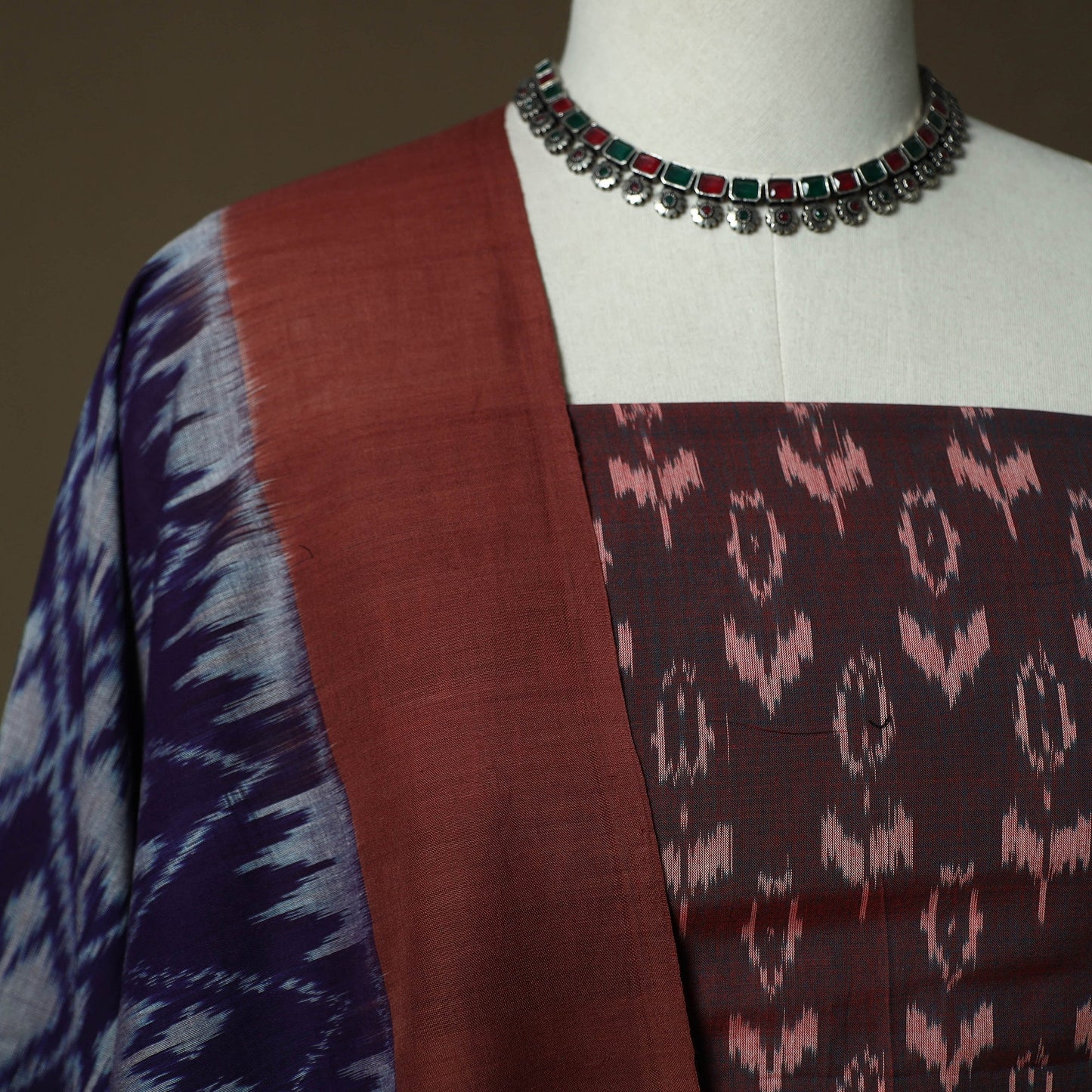 Handloom mercerised cotton pochampally ikat 2pc unstitched
