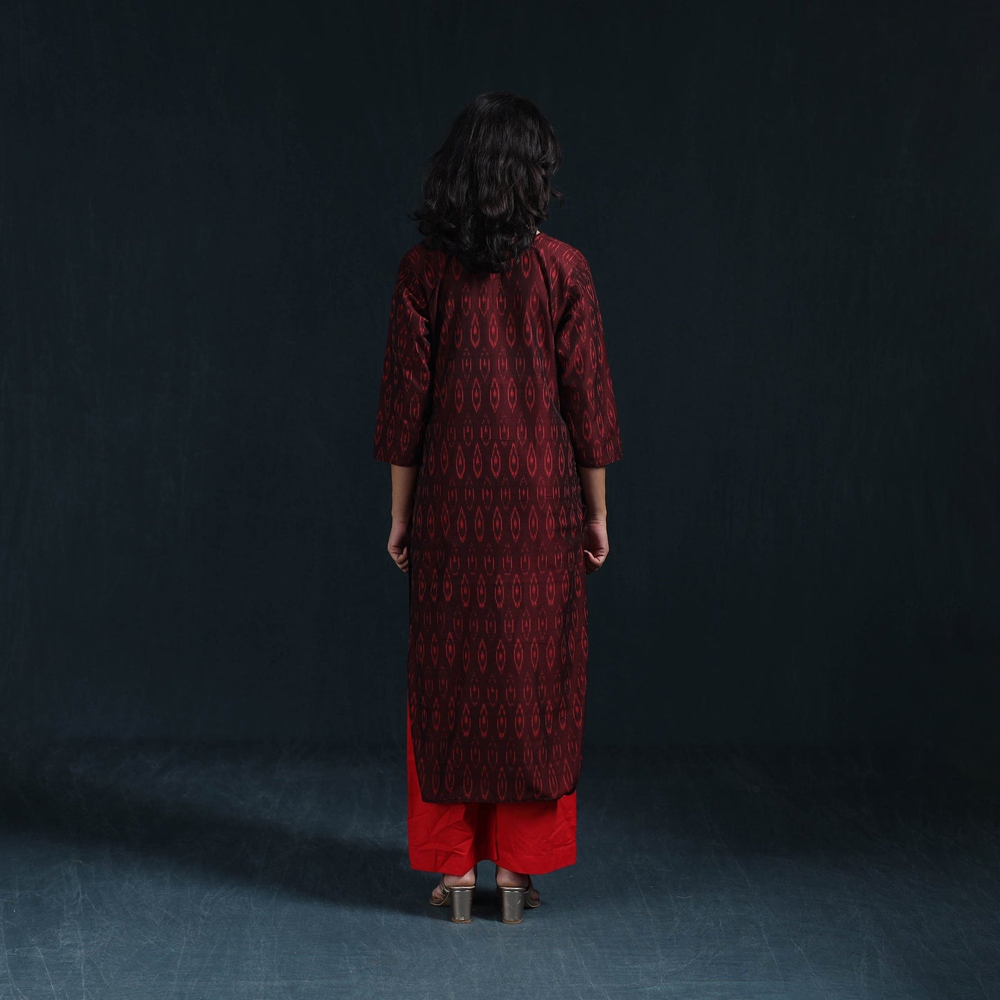 Mercerised cotton straight pochampally ikat kurta for women