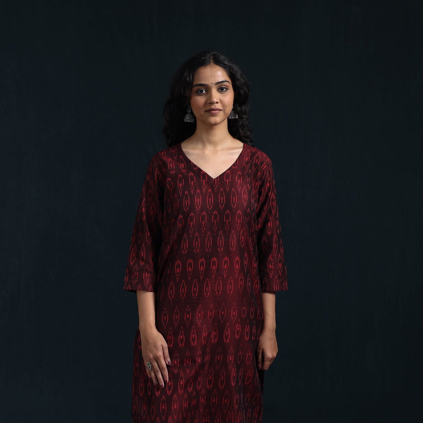 Mercerised cotton straight pochampally ikat kurta for women