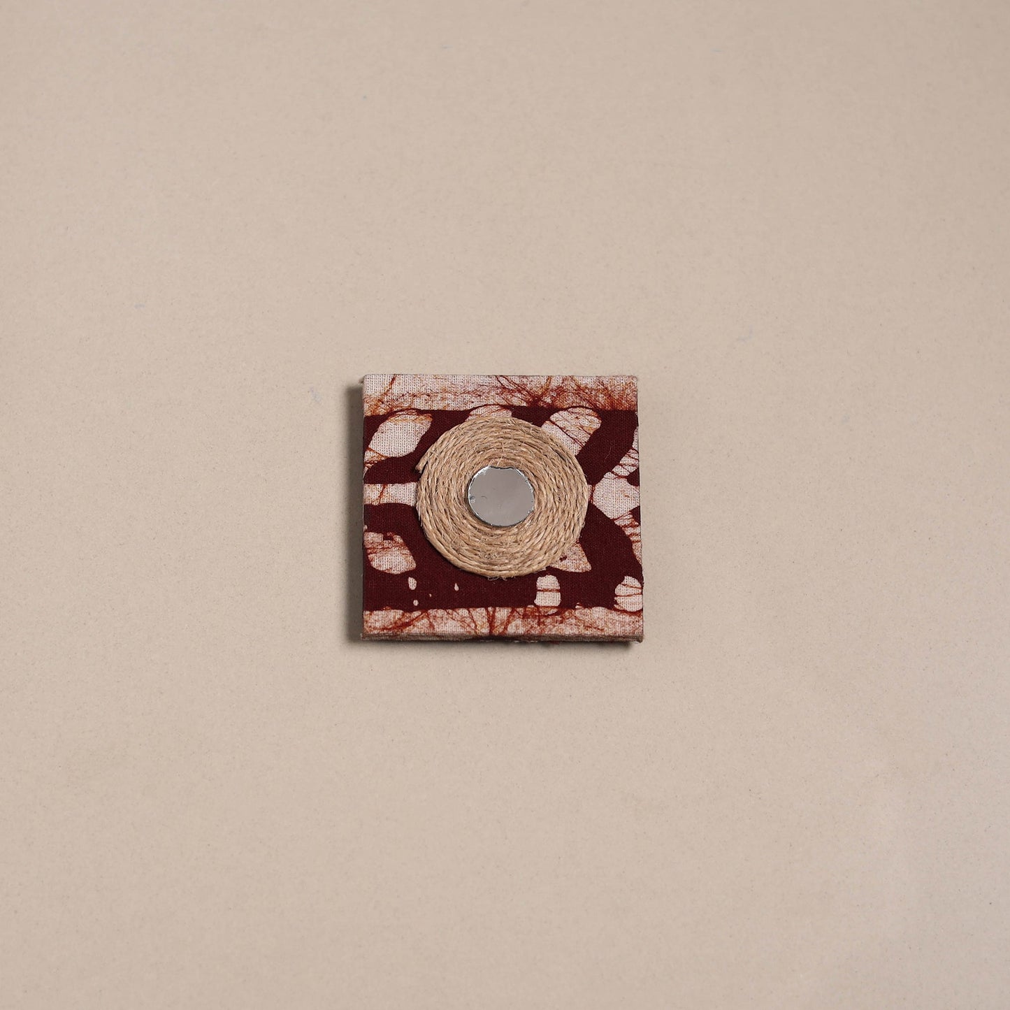 Maroon - mirror work handmade fabart jute magnet 07