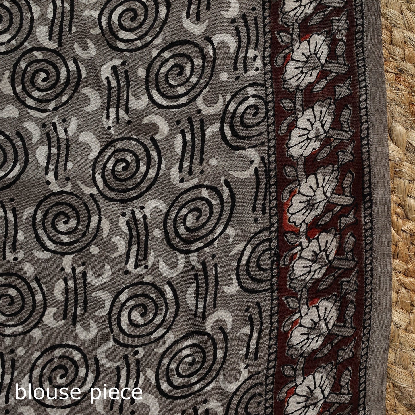 Maroon - modal silk bagru saree 33 - handcrafted