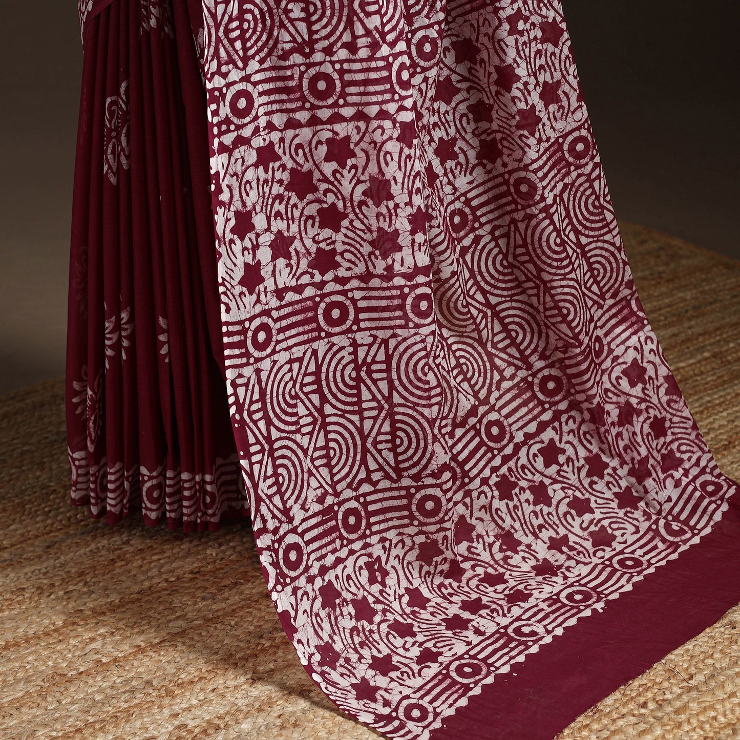 Mul cotton hand batik saree 03 - handcrafted